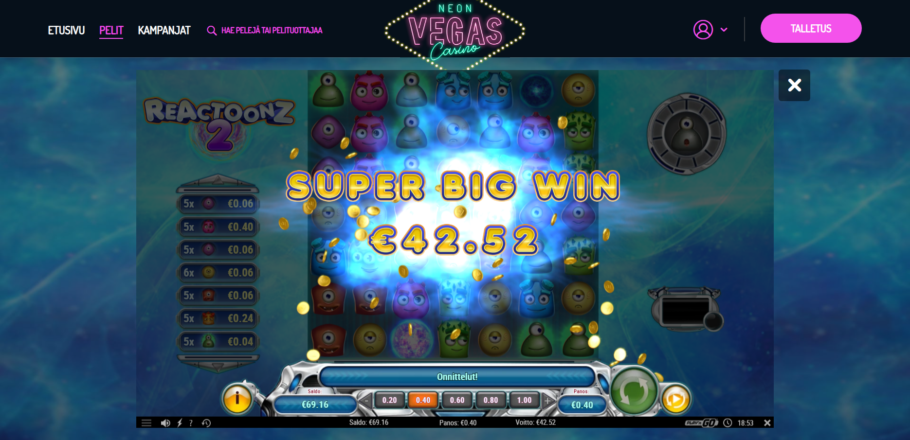 Neon Vegas Casino undefined iso voitto