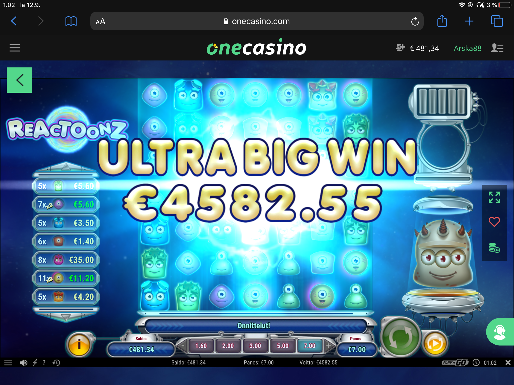 One Casino undefined iso voitto