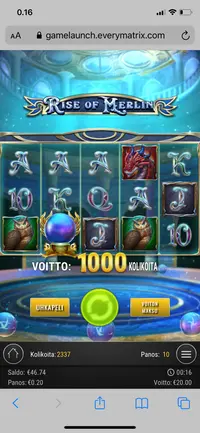 Pelaa.com Rise of Merlin iso voitto