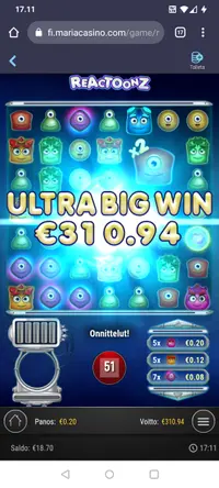 Maria Casino Reactoonz player big win