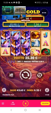 Pragmatic Play Wolf Gold player big win Player wins massive 101.2x win on the Pragmatic Play game Wolf Gold. A small 0.25€ bet paid out a total of 25.3€ at Caxino Casino.