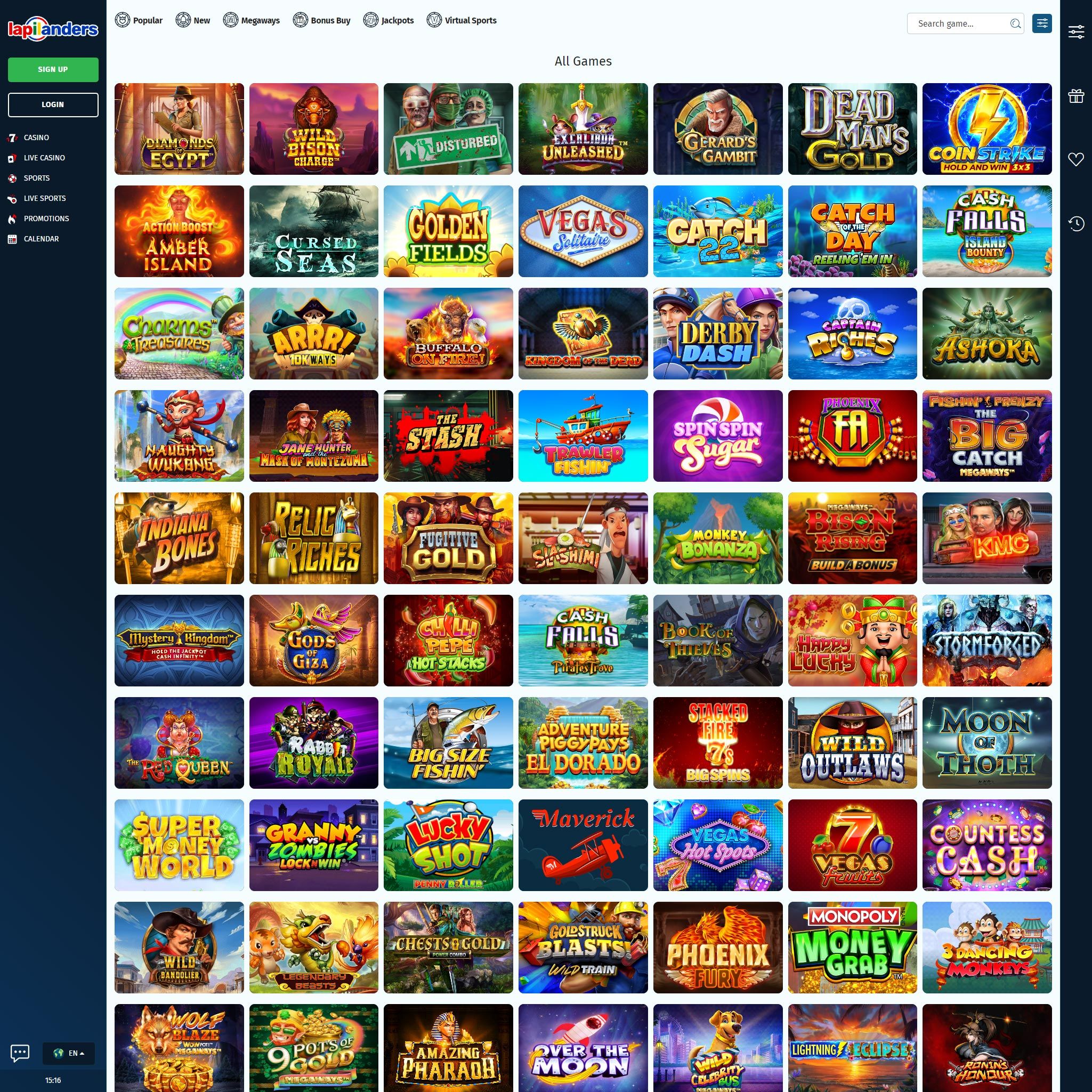 Lapilanders Casino game catalogue