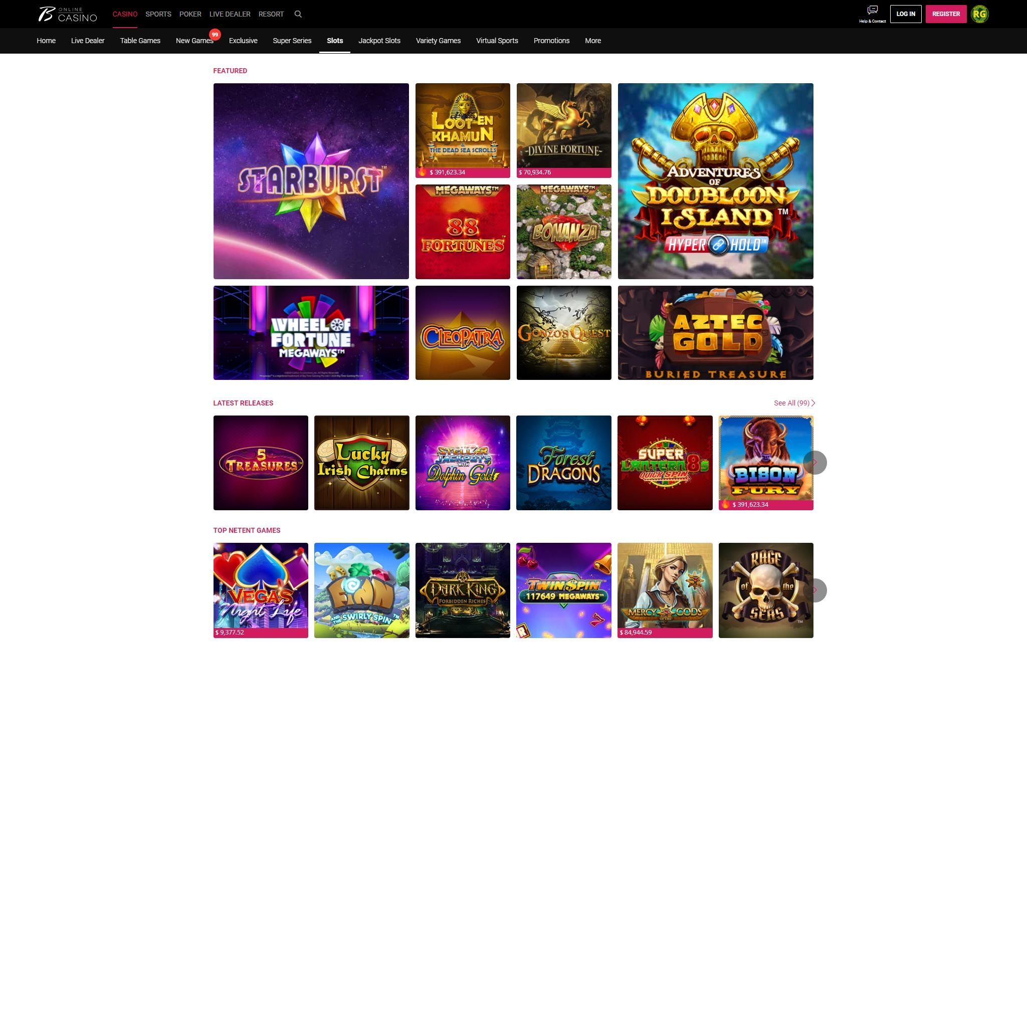 Borgata Casino full games catalog