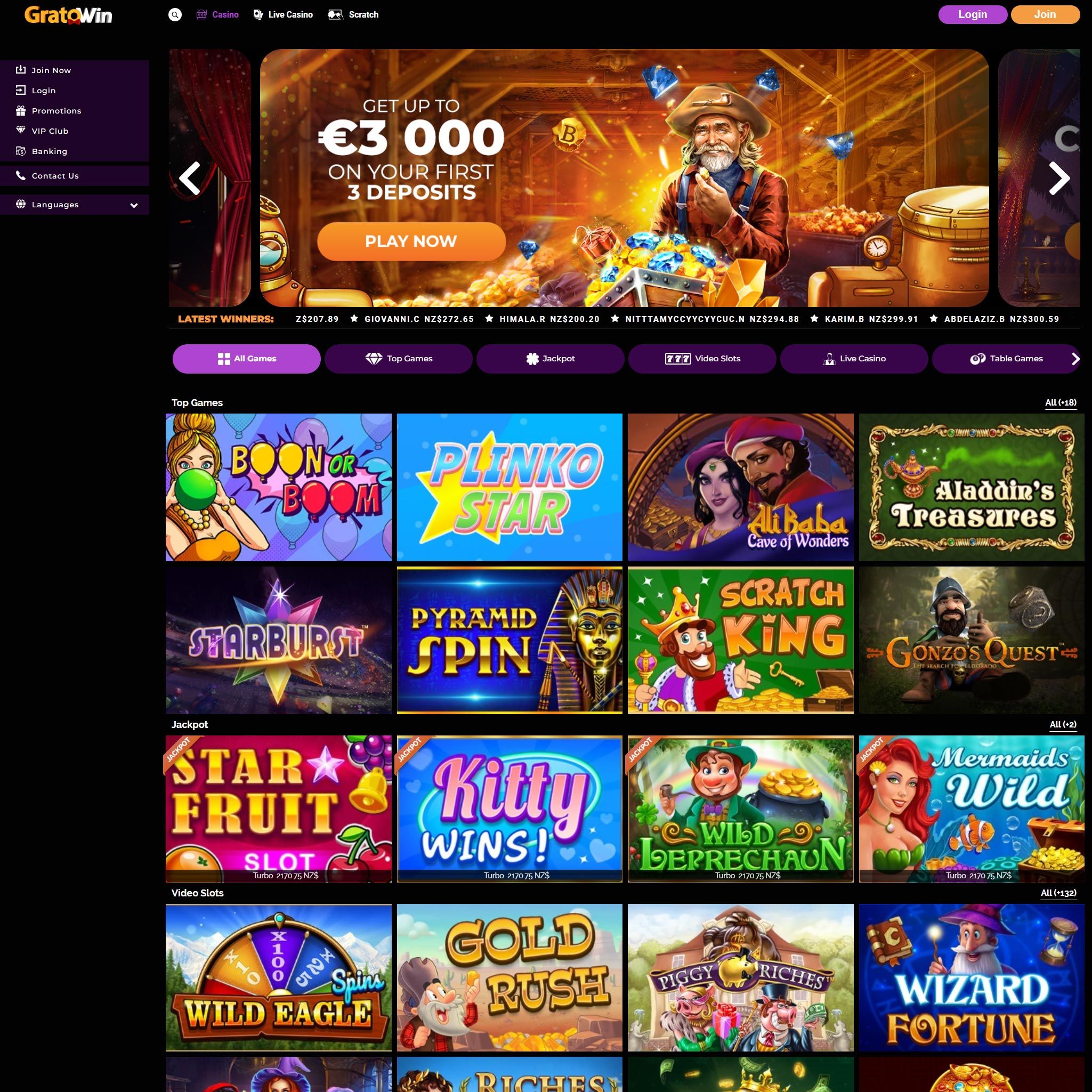 Gratowin Casino Banner