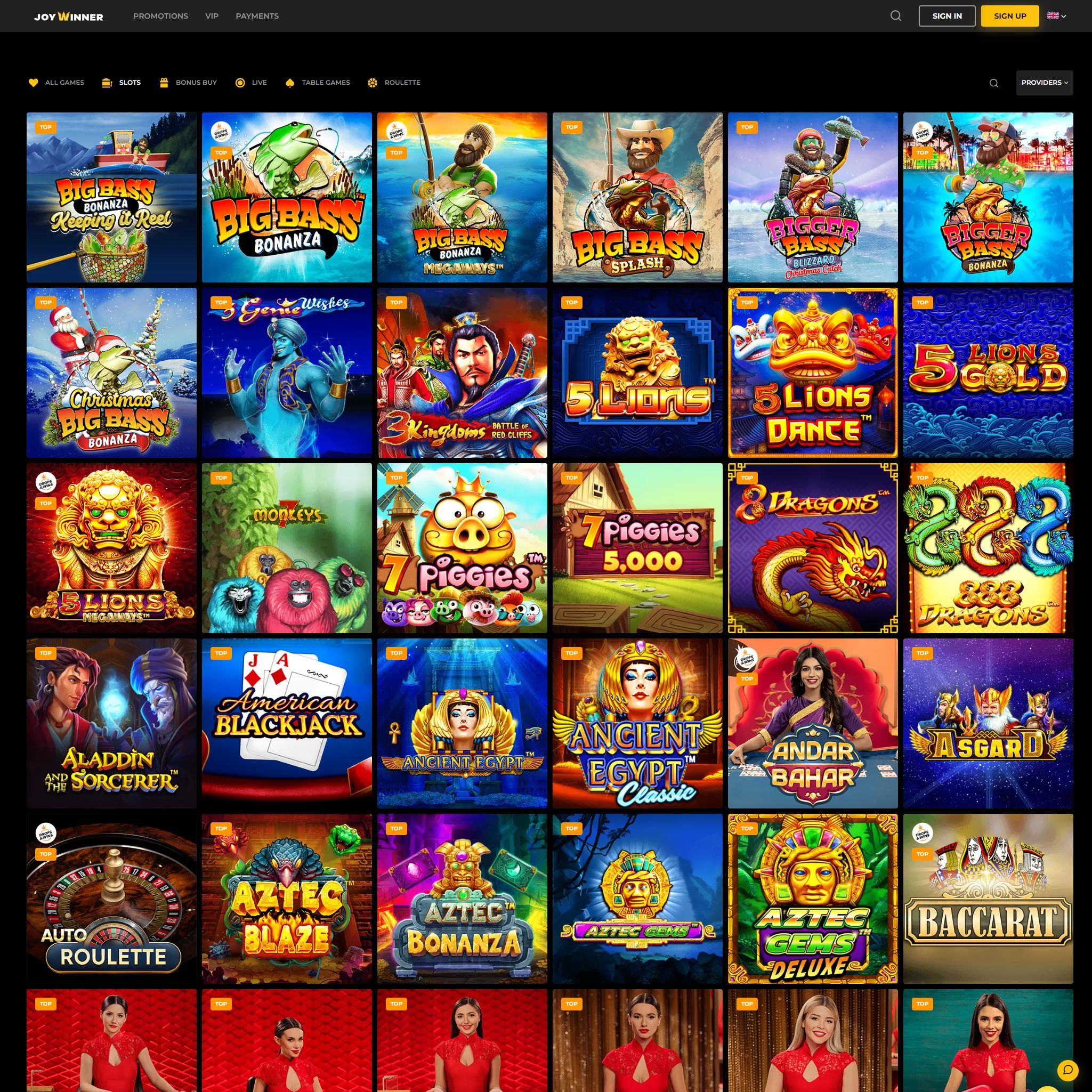 Joywinner Casino full games catalogue