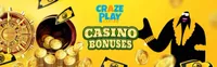 crazeplay bonuses If you’re looking to take advantage of a new casino bonus then crazeplay welcome bonus and free spins might be a good option for you-logo
