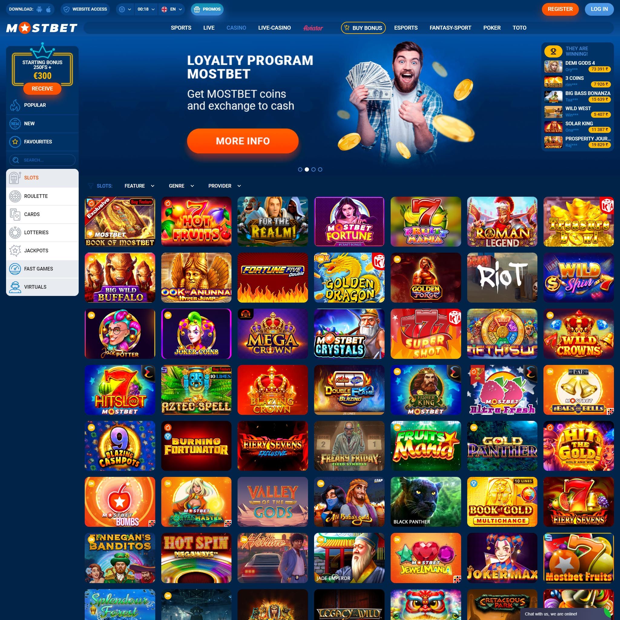 Mostbet Casino full games catalogue