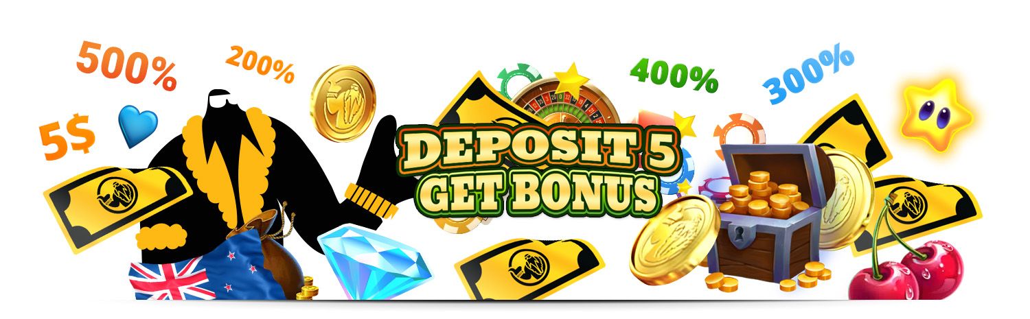 Deposit 5 Get Bonus at NZ Online Casinos
