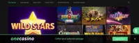 one casino homepage offers casino games, first deposit bonus and promotions for new players-logo