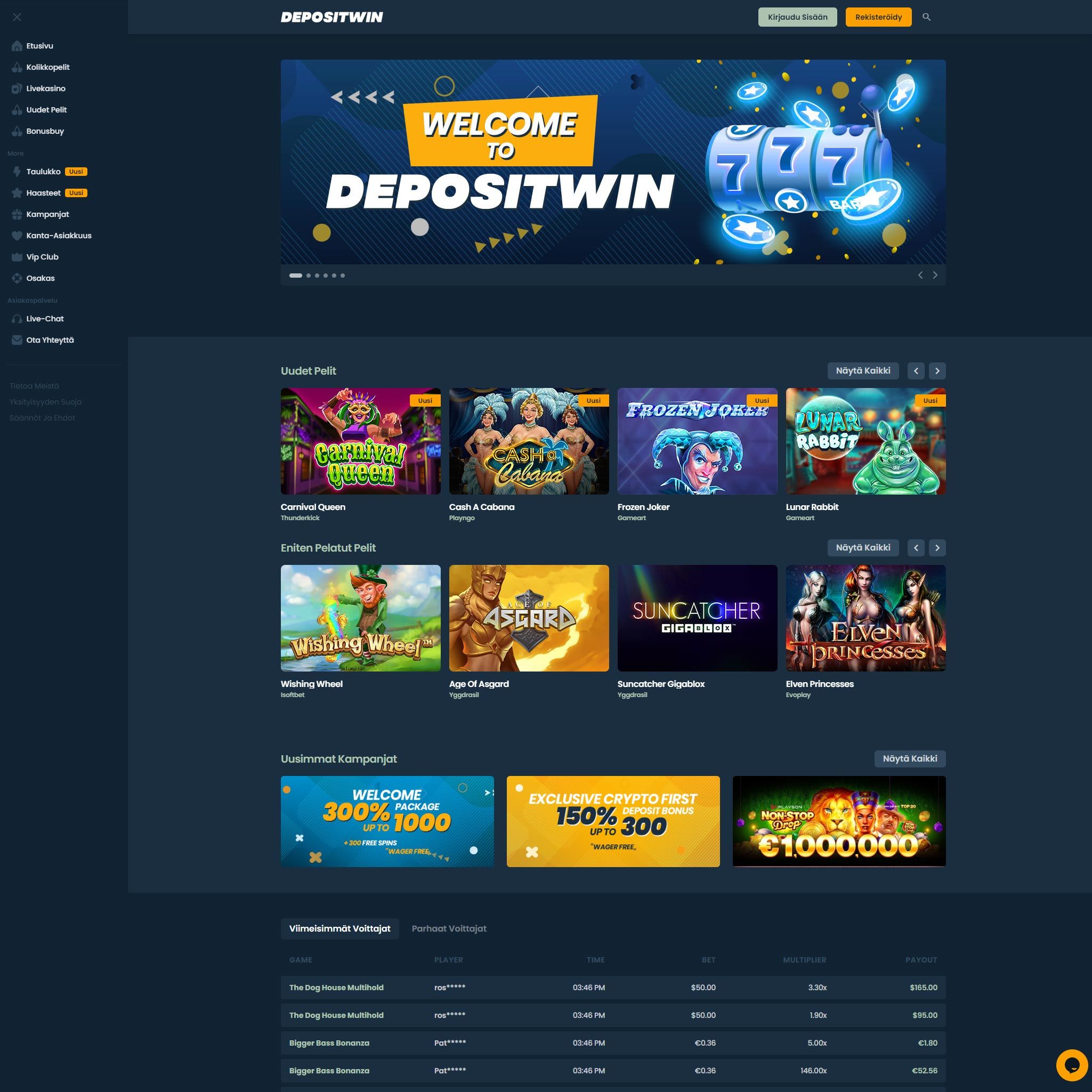 Suomalaiset nettikasinot tarjoavat monia hyötyjä pelaajille. DepositWin Casino on suosittelemamme nettikasino, jolle voit lunastaa bonuksia ja muita etuja.