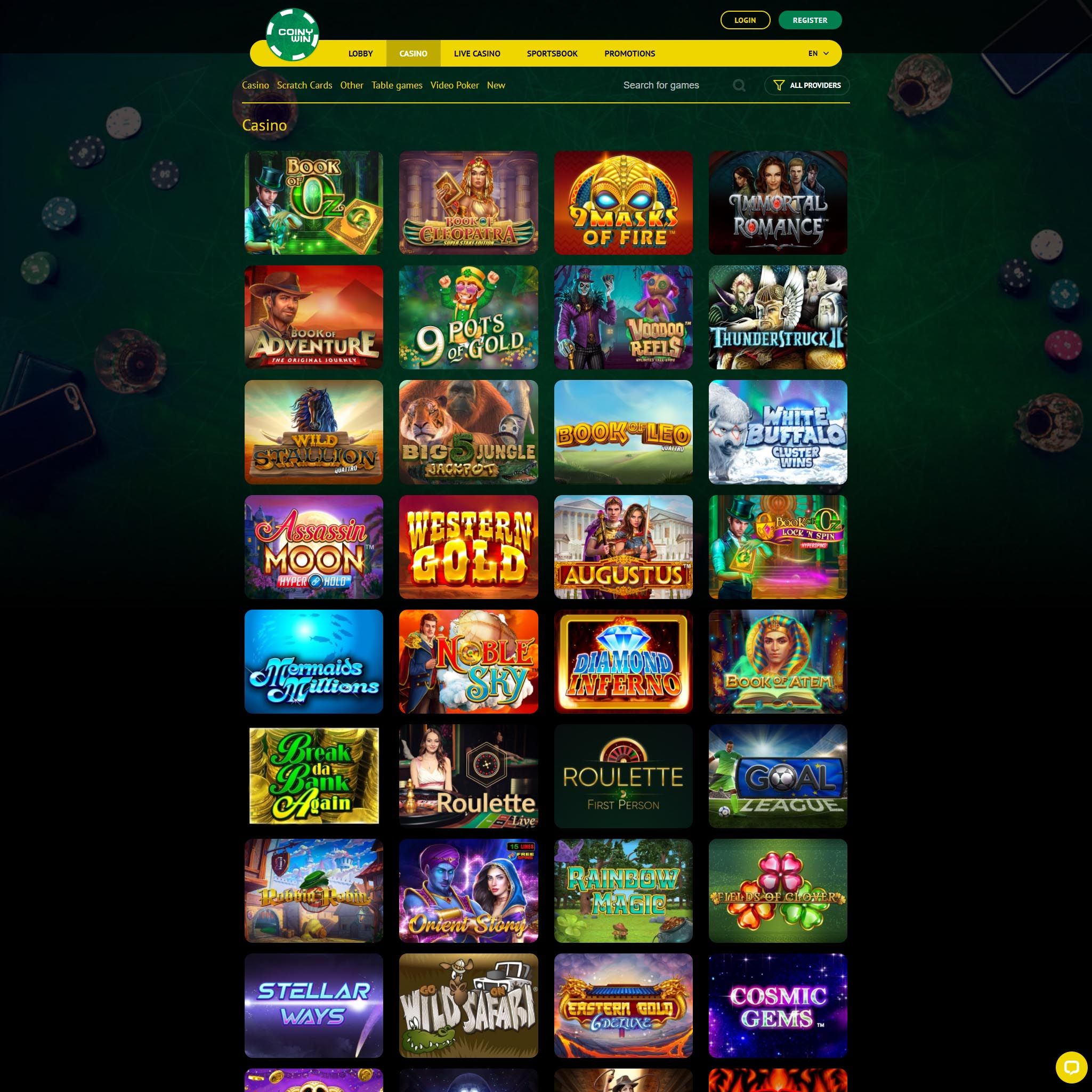 Coinywin Casino full games catalogue