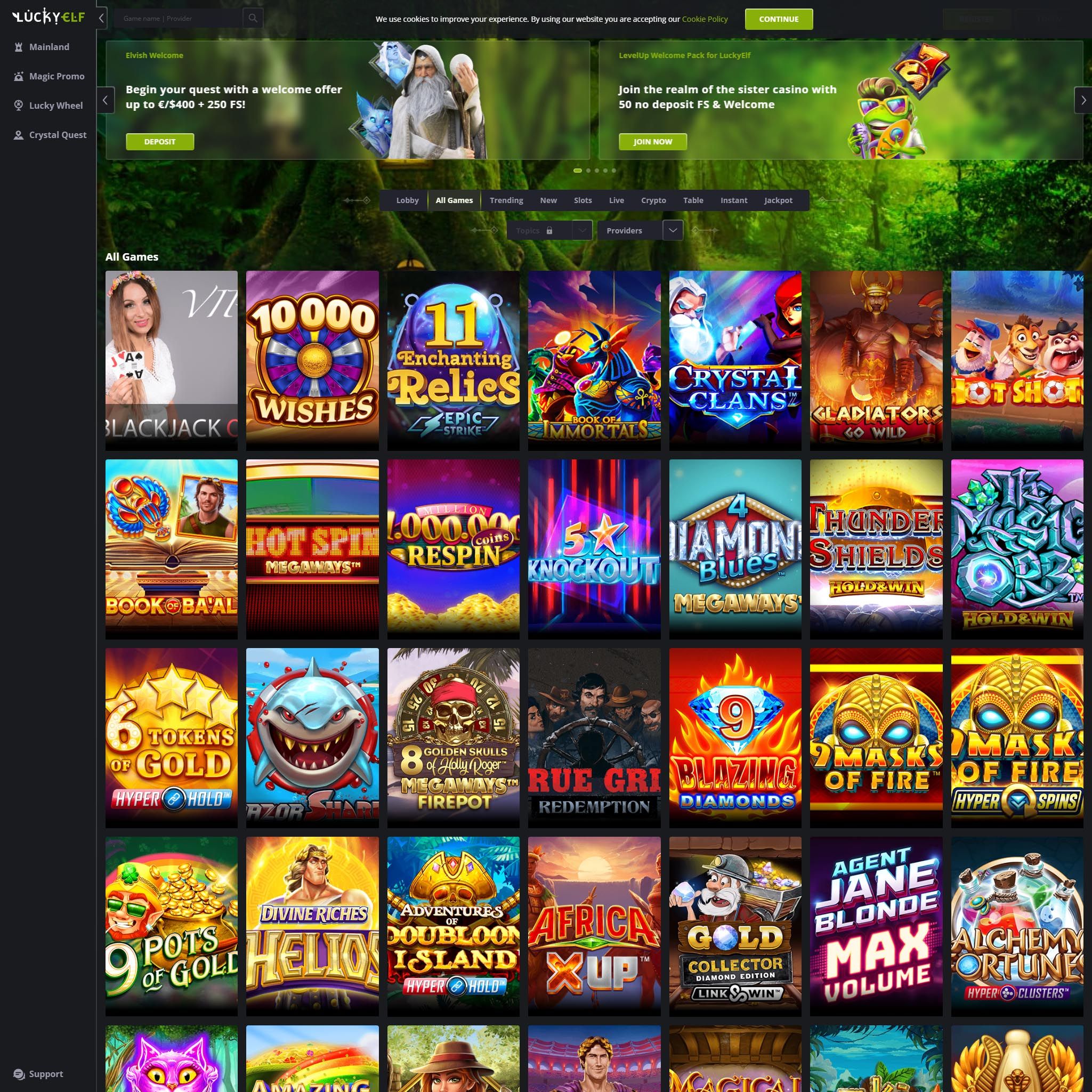 Find Luckyelf Casino game catalog
