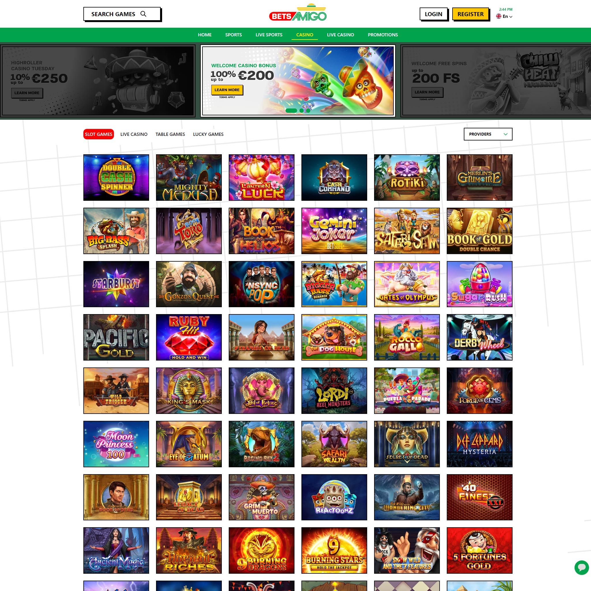 Betsamigo Casino full games catalogue