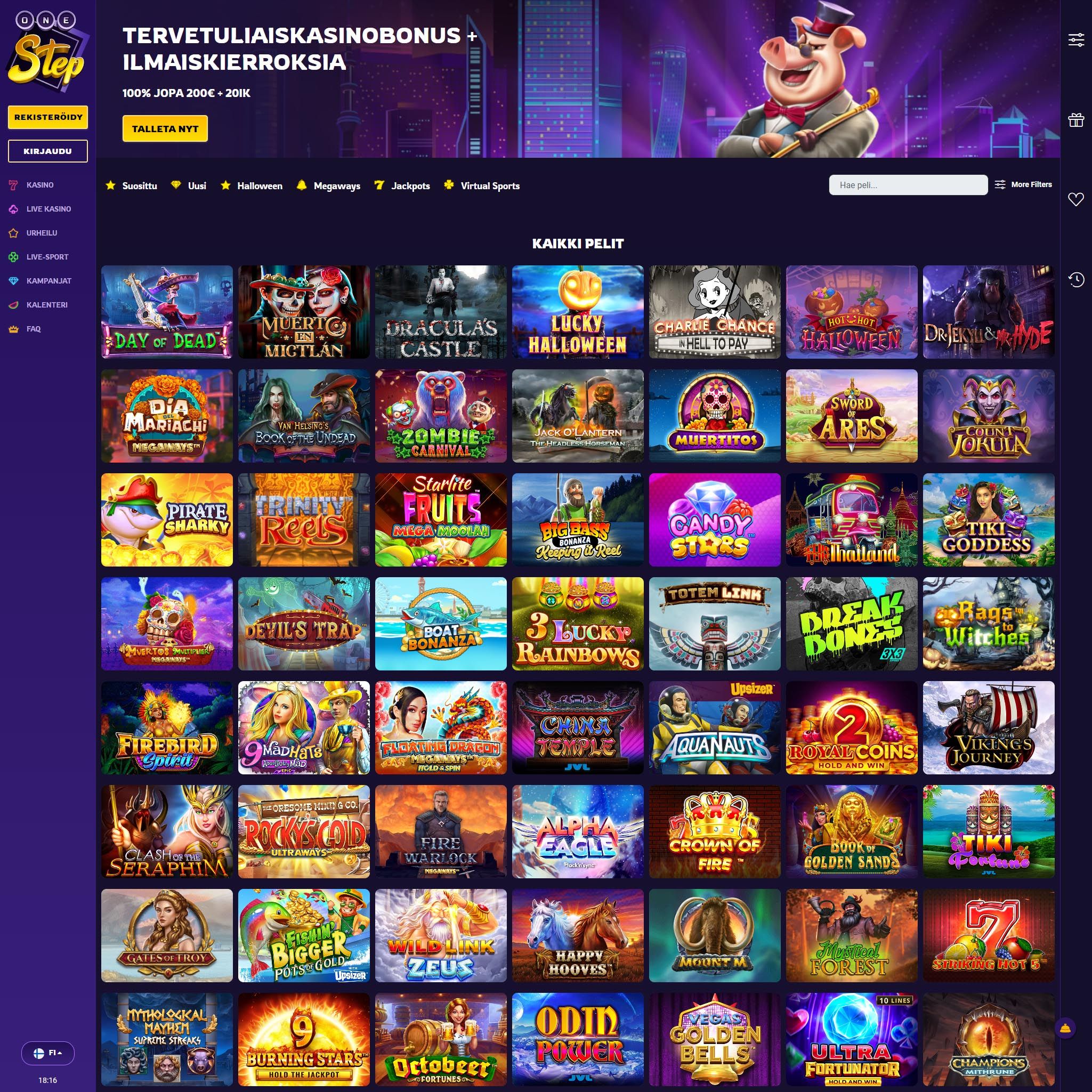 OneStep Casino game catalogue