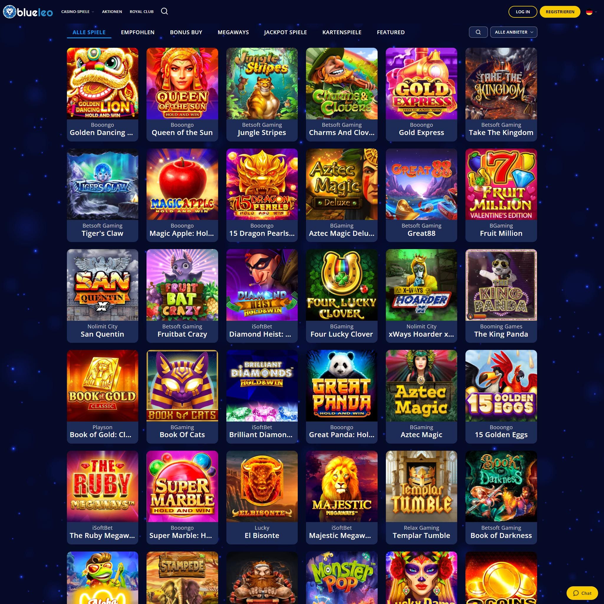 BlueLeo Casino full games catalogue