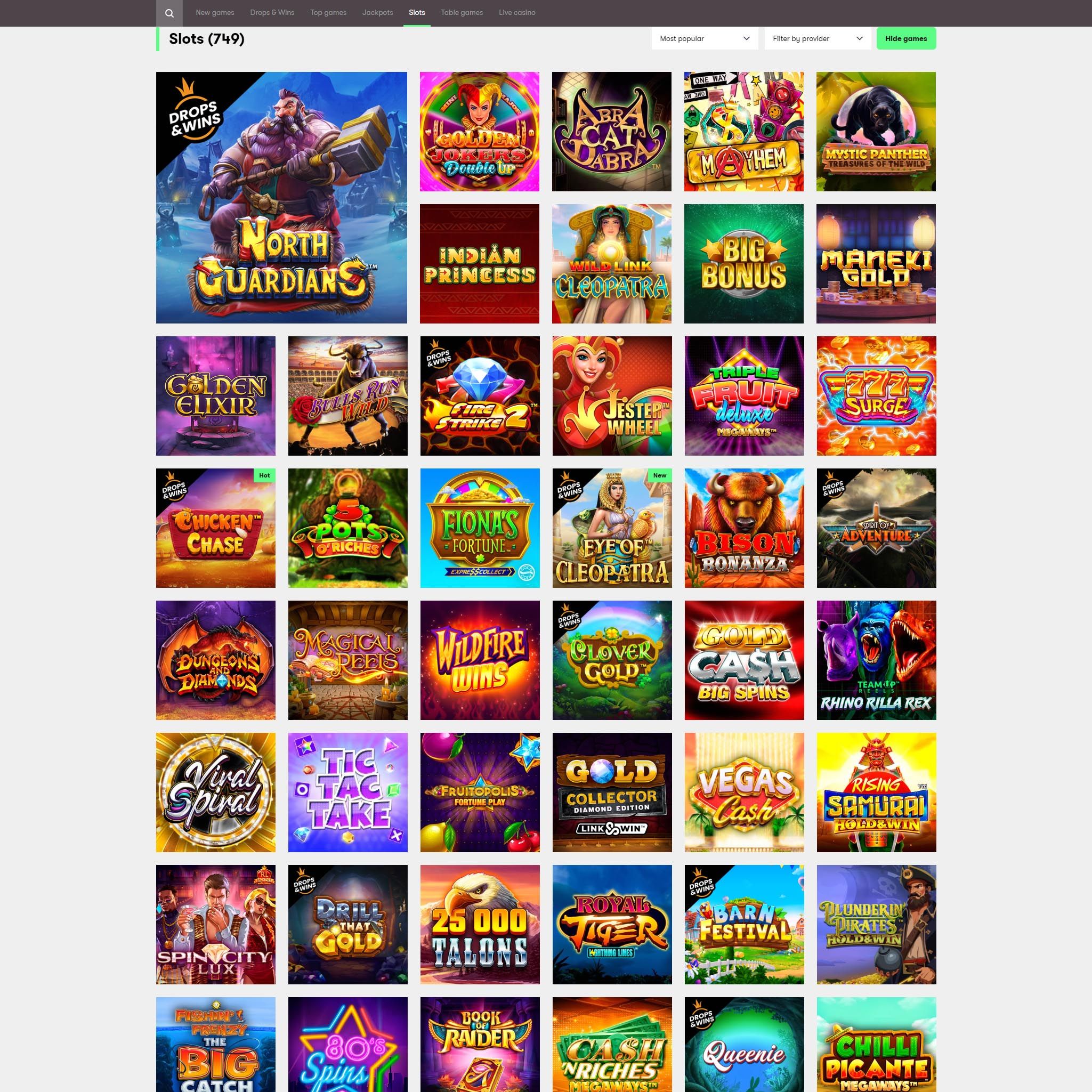 Find 10bet Casino game catalog