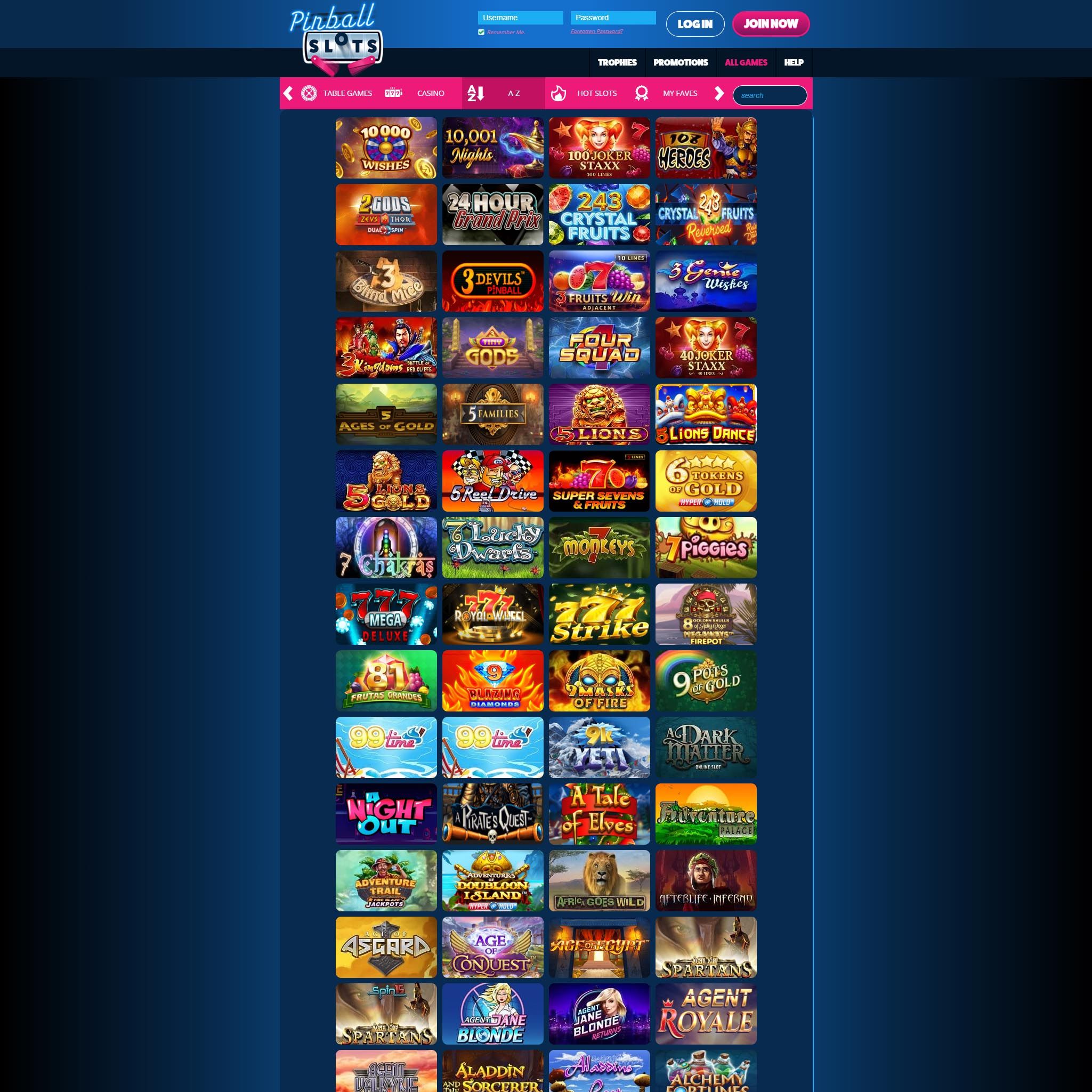 PinBall Slots Casino game catalogue