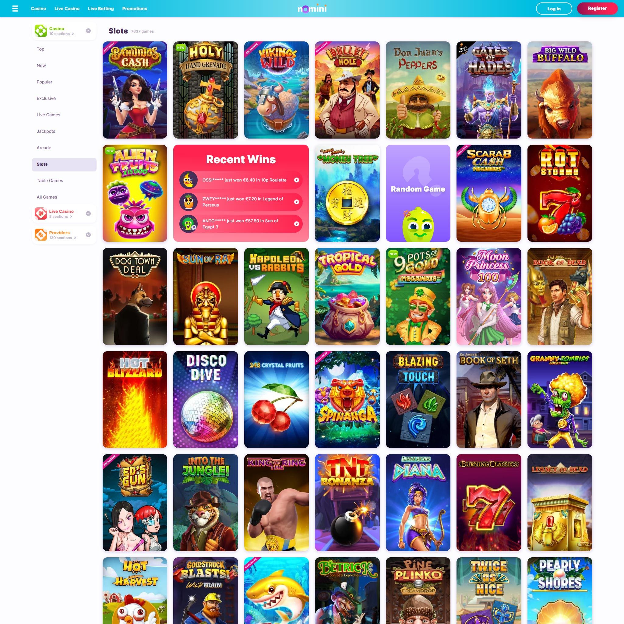 Nomini Casino full games catalogue
