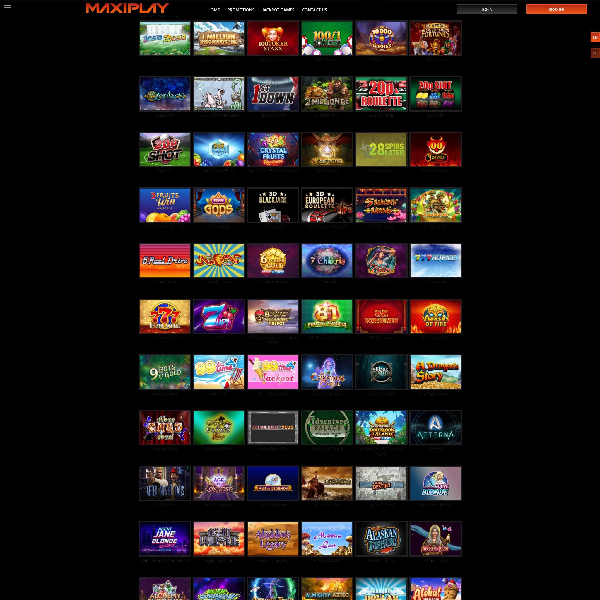 MaxiPlay Casino full games catalogue