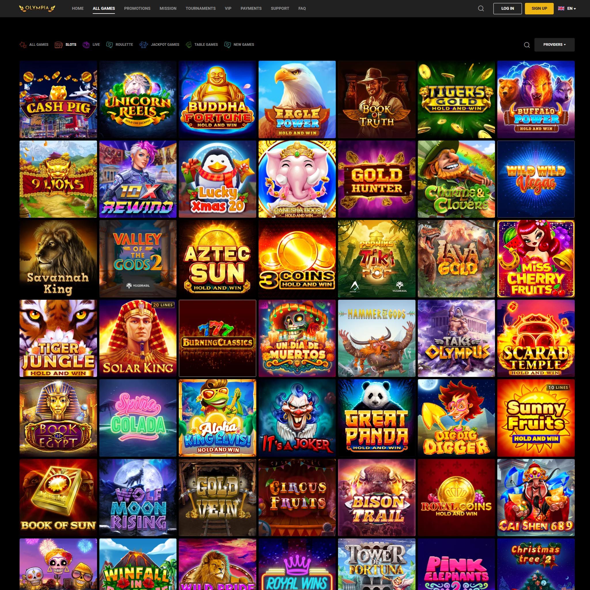 Find Olympia Casino game catalog