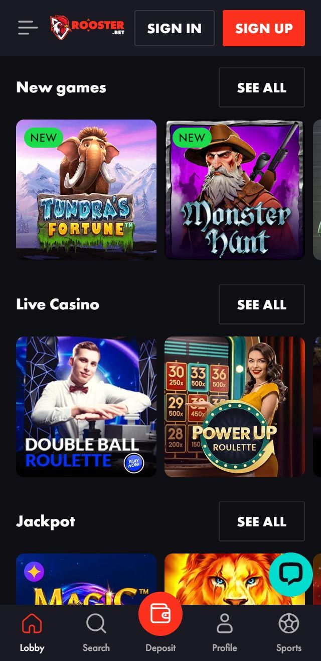Spinbet mobile view