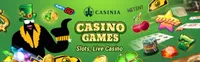 casinia offers various casino games like slots, live casino games like blackjack, baccarat and roulette-logo