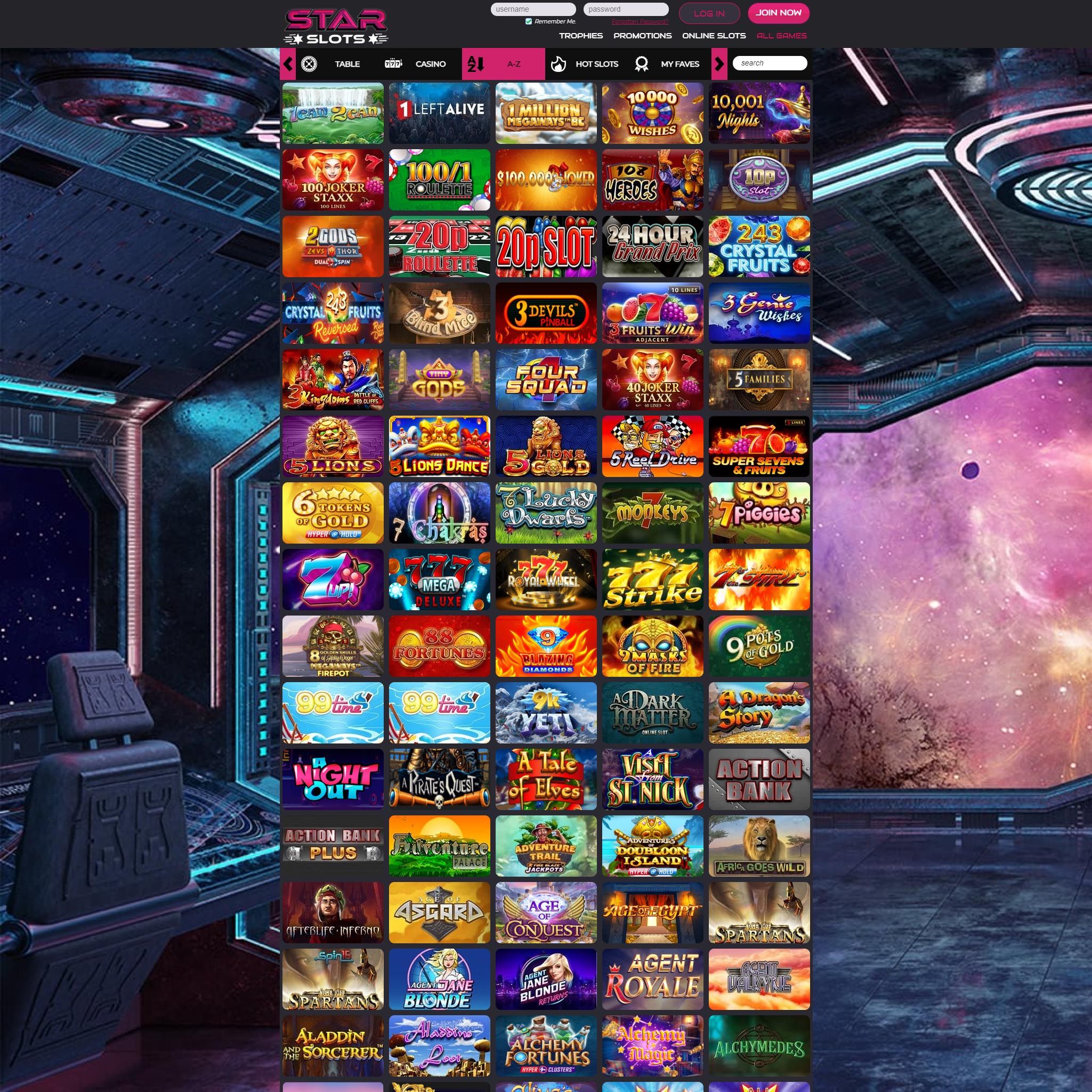 Find Star Slots game catalog