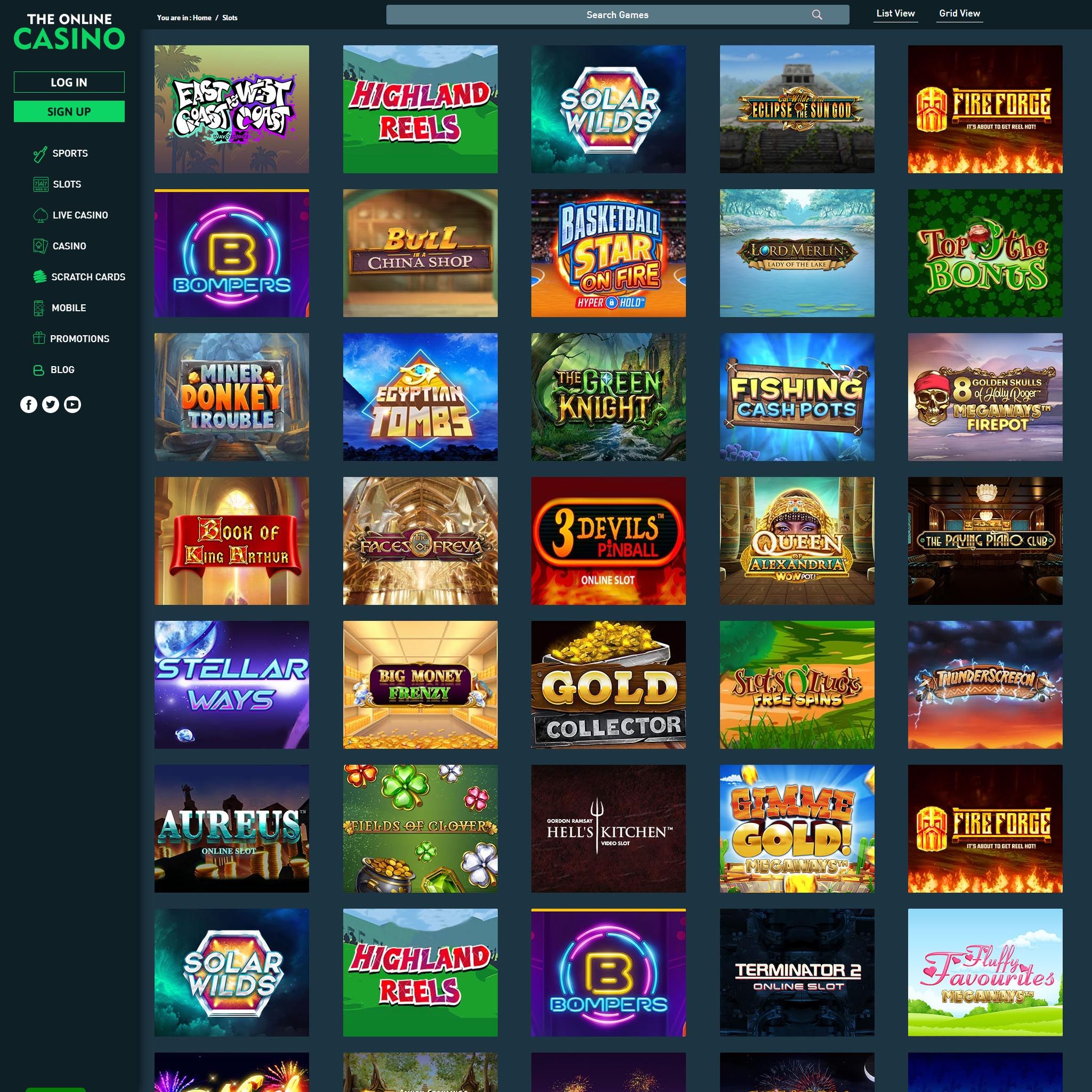 The Online Casino game catalogue
