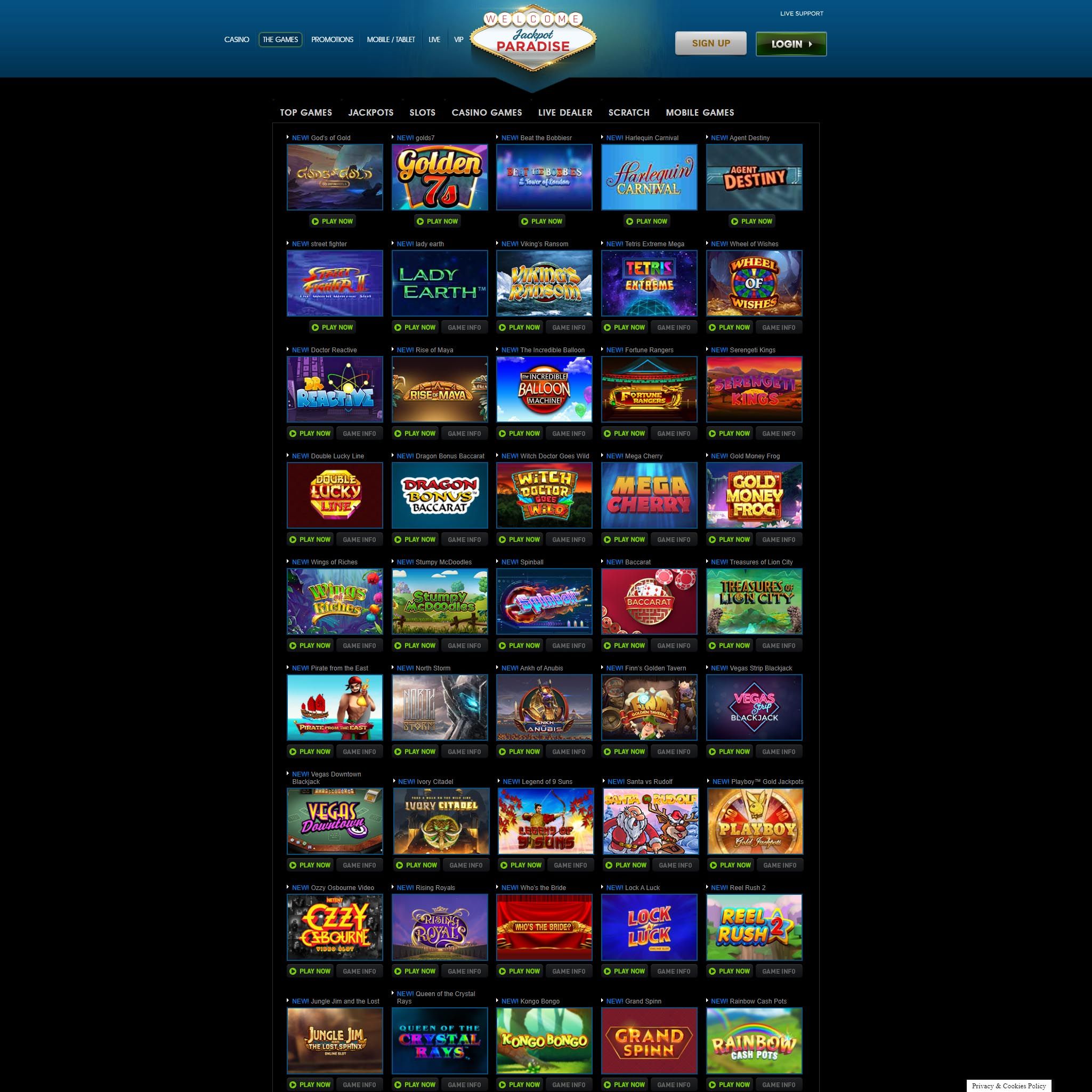 Find Jackpot Paradise game catalog