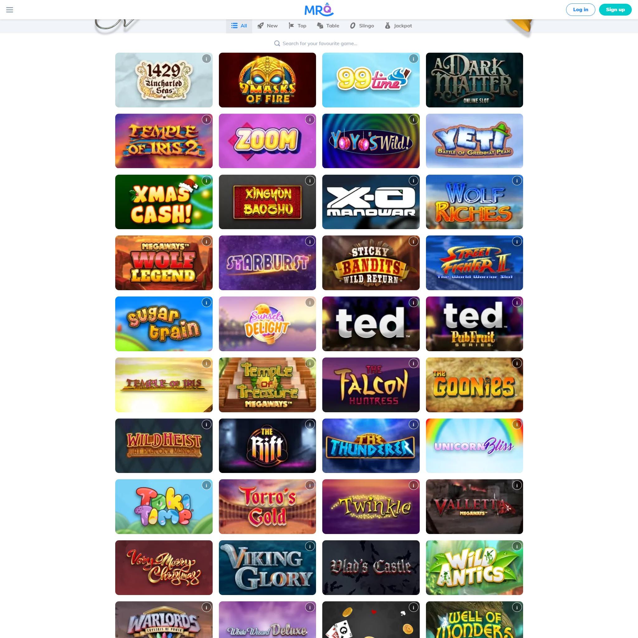Find MrQ Casino game catalog