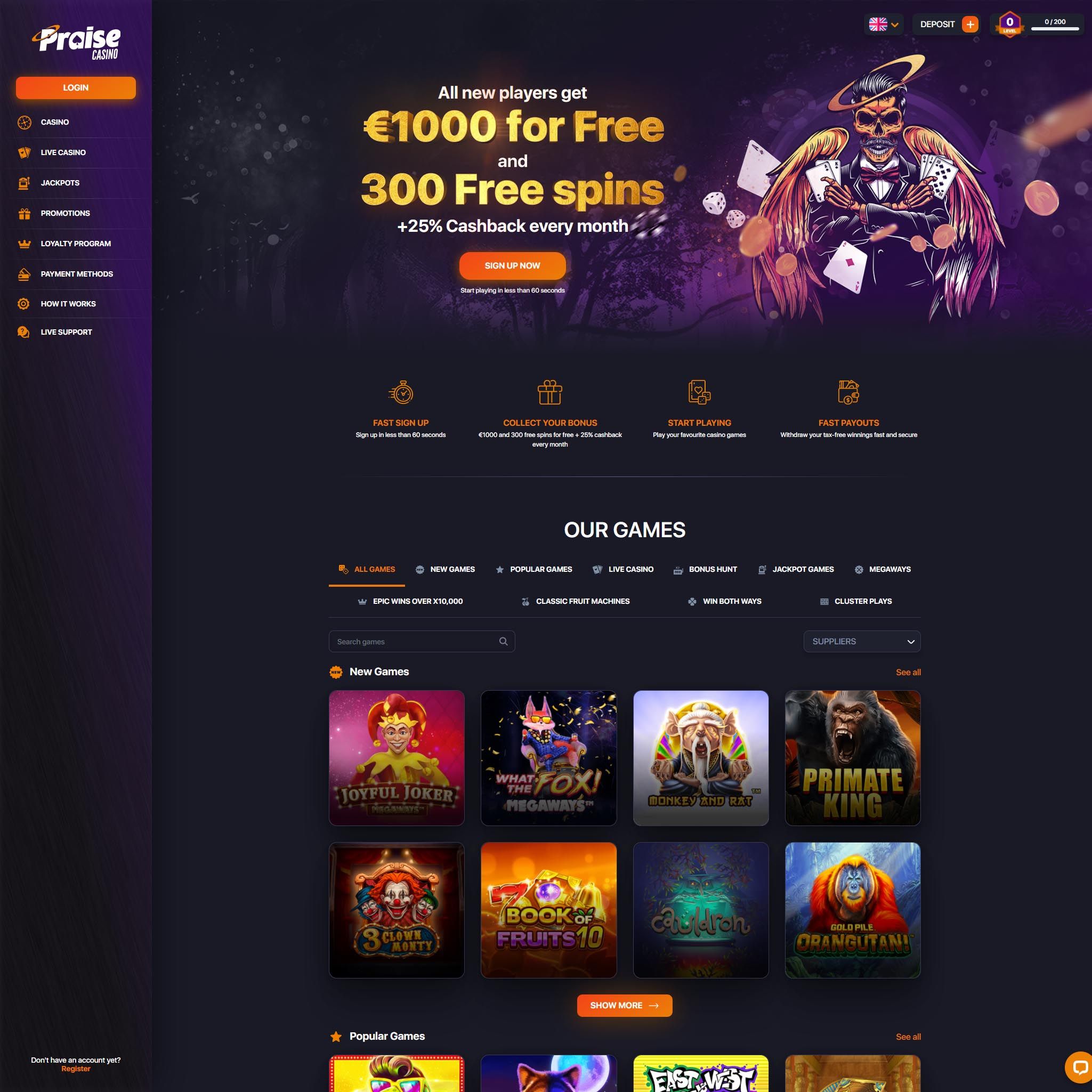 Praise Casino review by Mr. Gamble