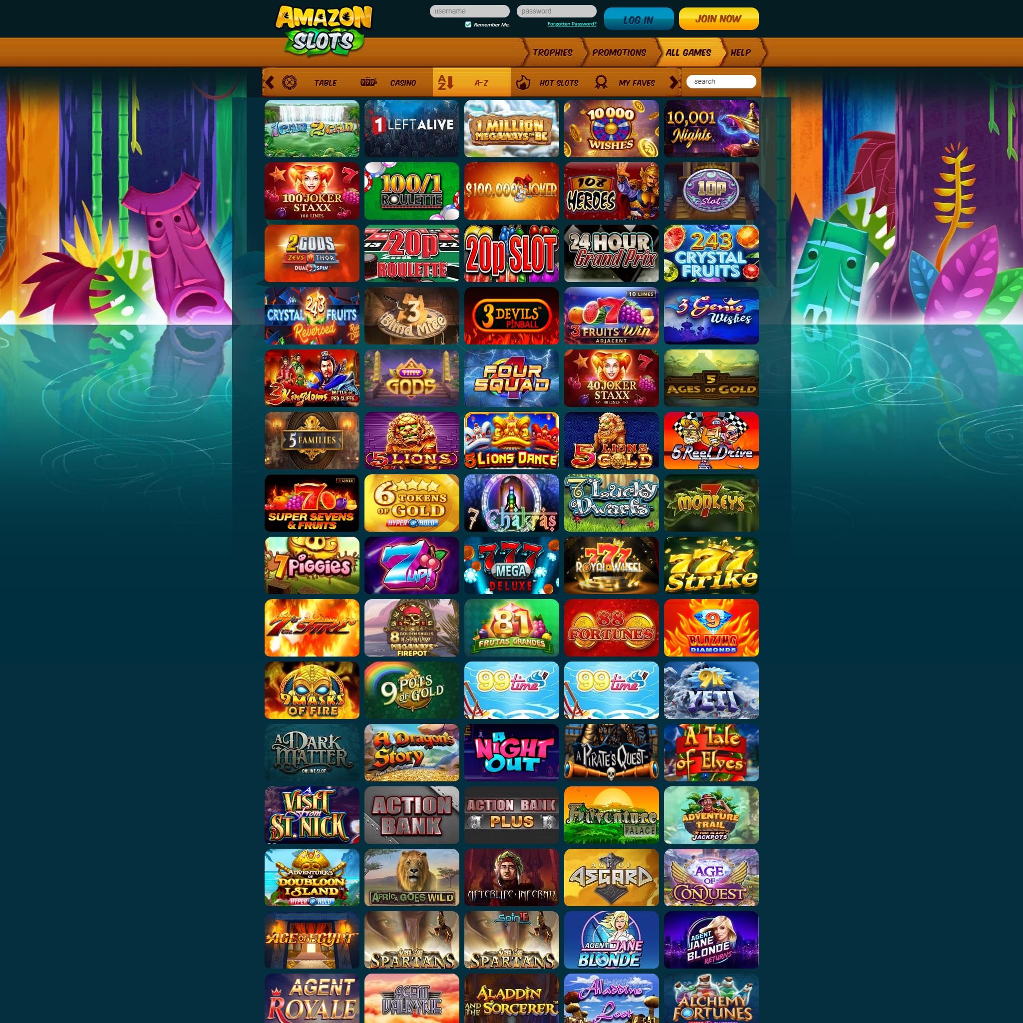 Amazon Slots Casino full games catalogue