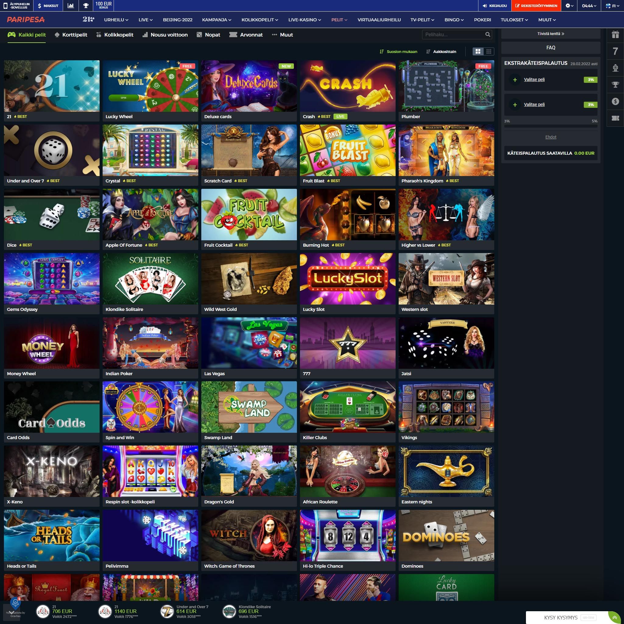 Paripesa Casino game catalogue