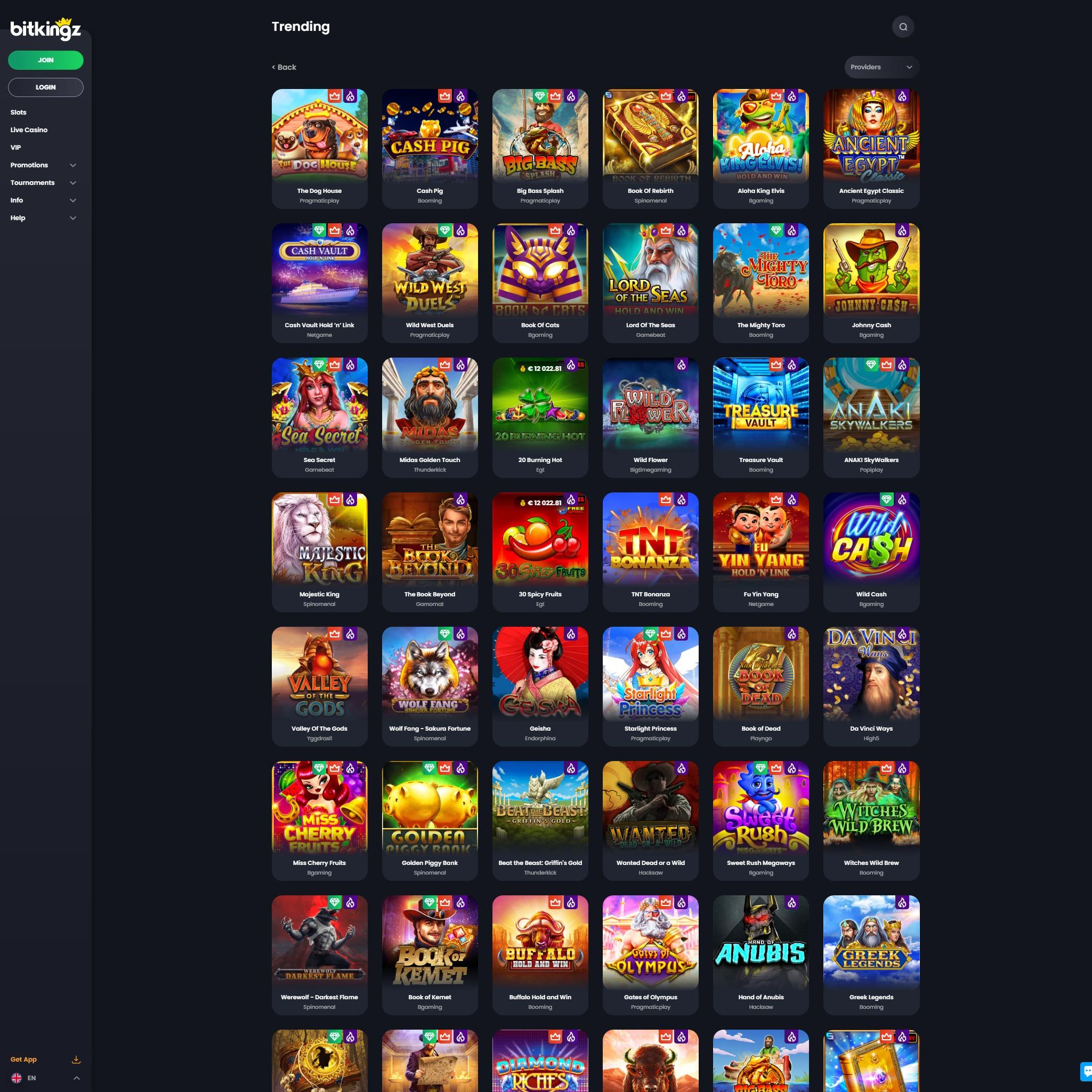 Bitkingz Casino full games catalogue