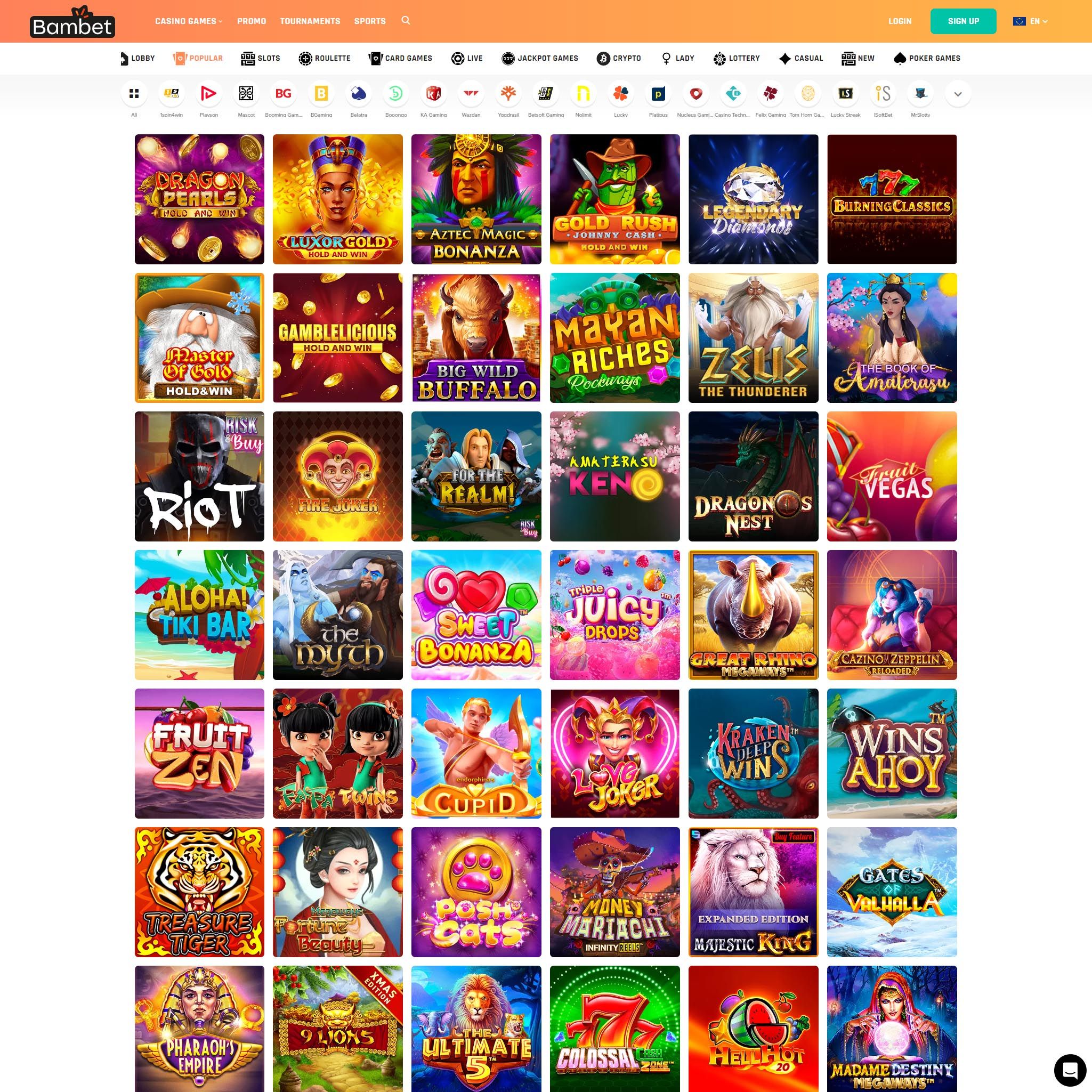 Bambet Casino full games catalogue