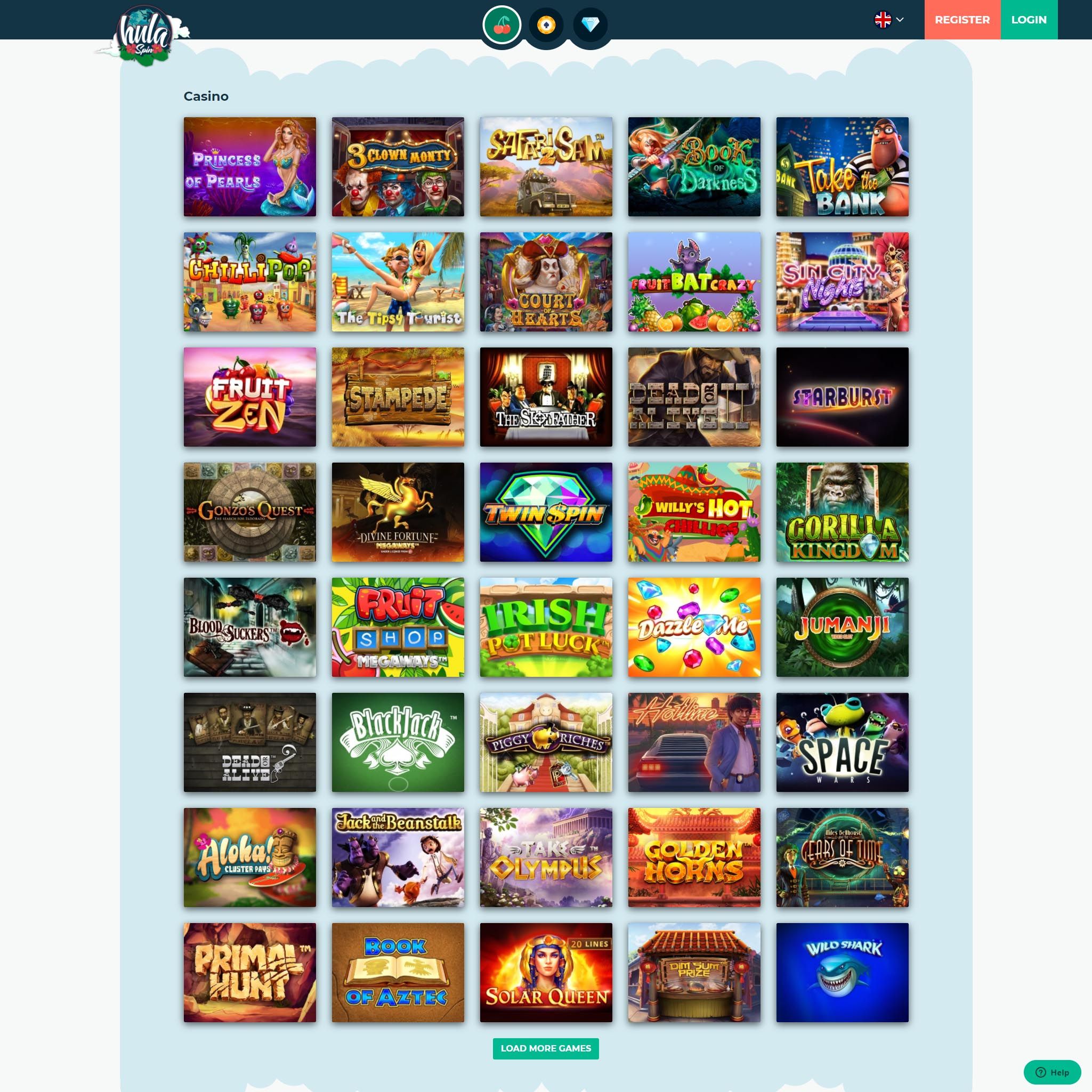 HulaSpin Casino full games catalogue