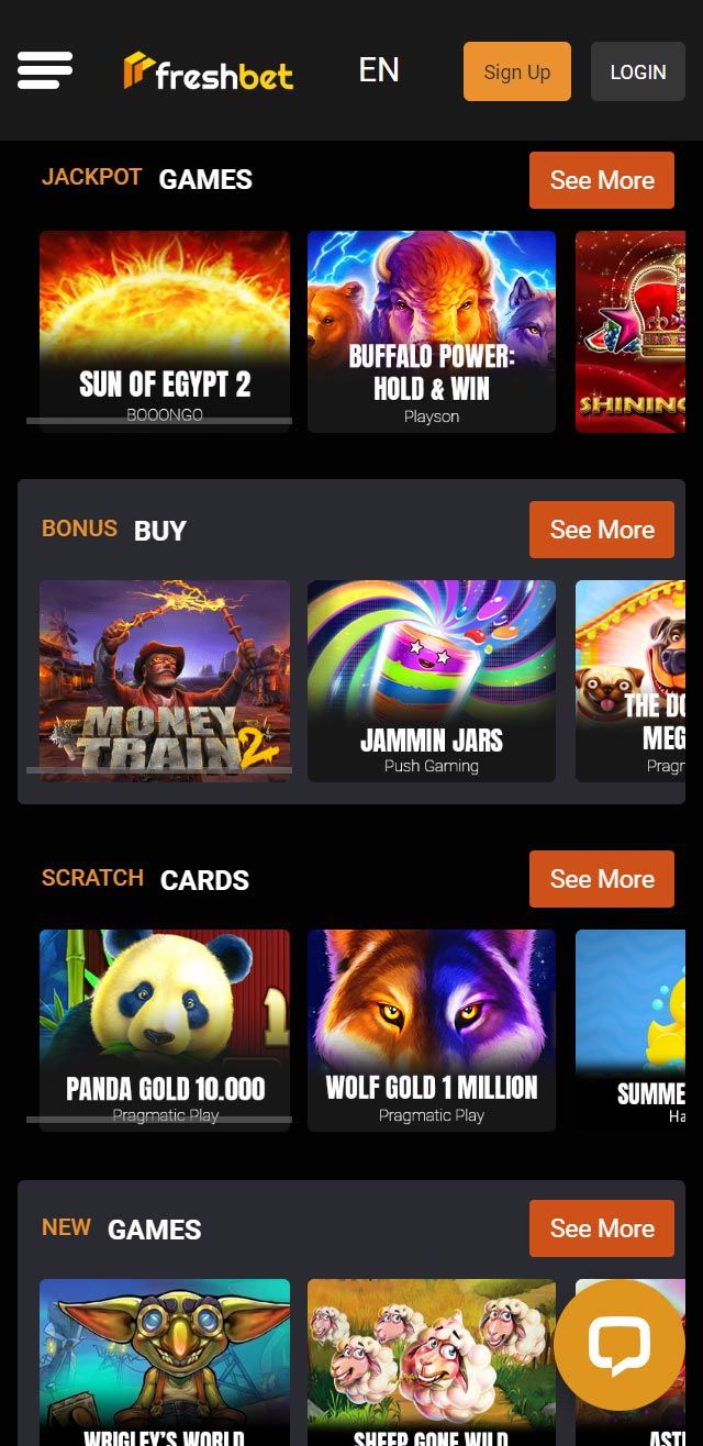 Screenshot of the Freshbet app login screen on a mobile device