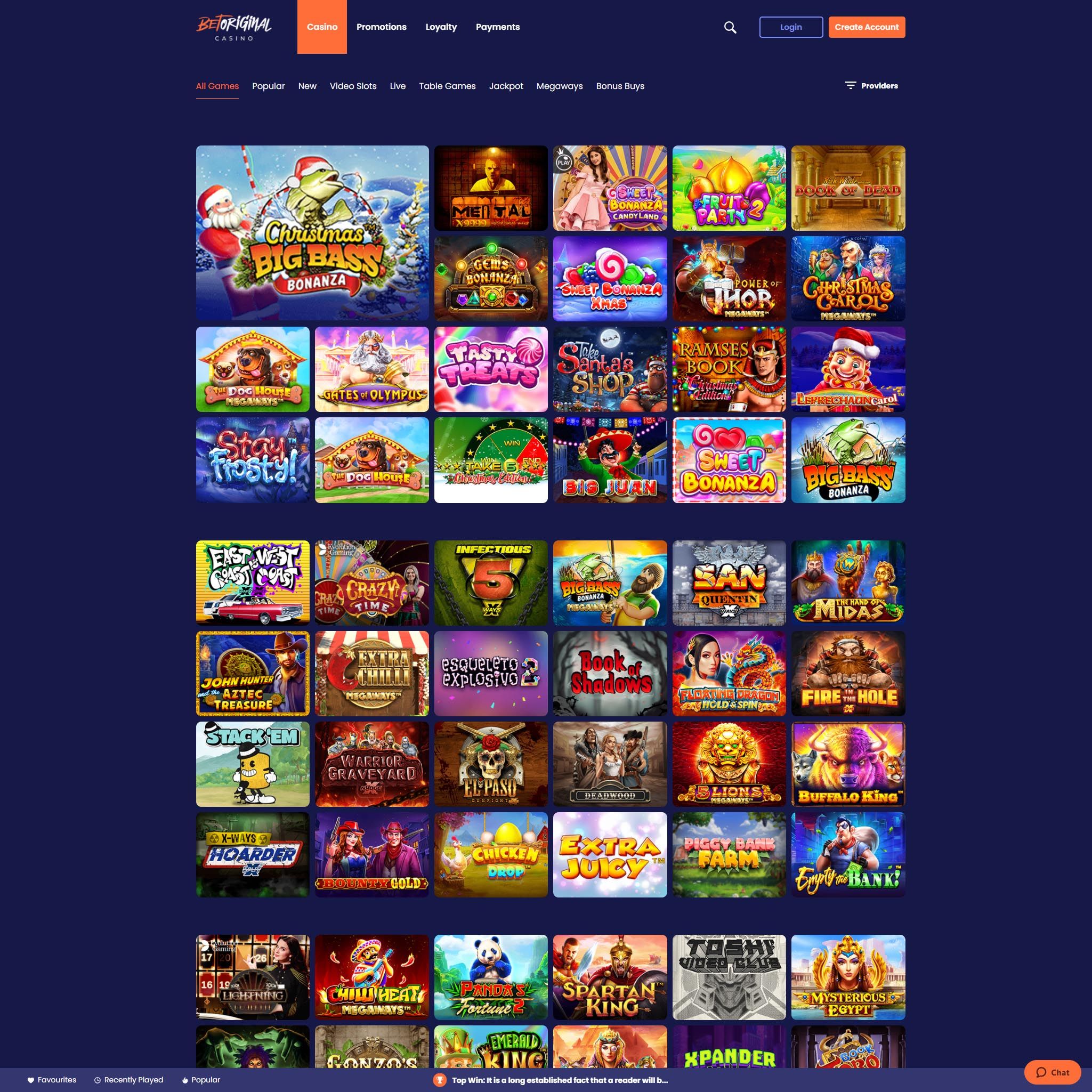 BetOriginal Casino full games catalogue