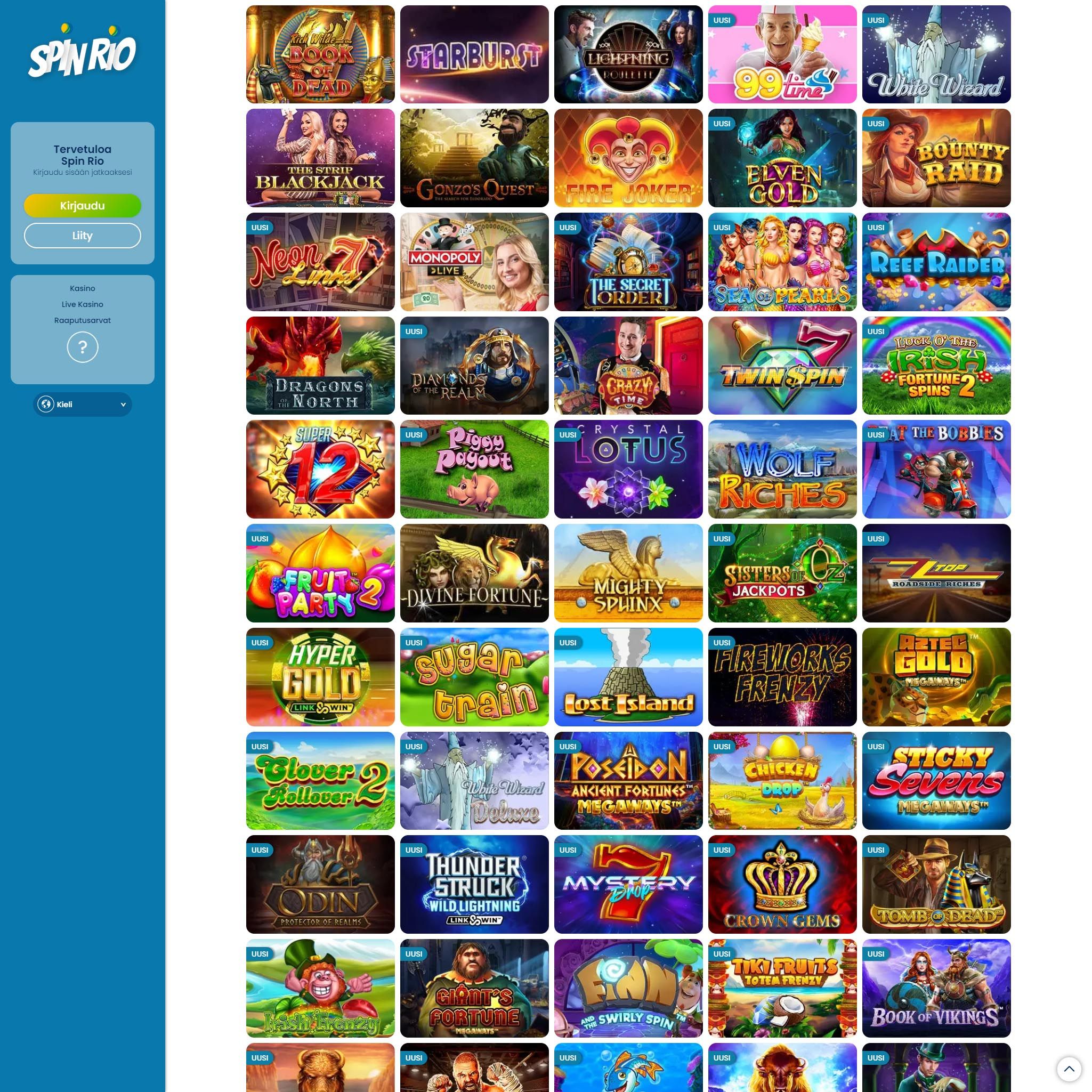 Spin Rio Casino game catalogue