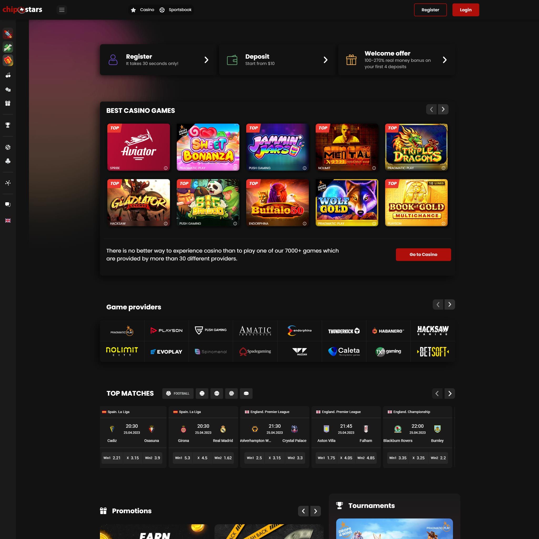 Suomalaiset nettikasinot tarjoavat monia hyötyjä pelaajille. Chipstars Casino on suosittelemamme nettikasino, jolle voit lunastaa bonuksia ja muita etuja.