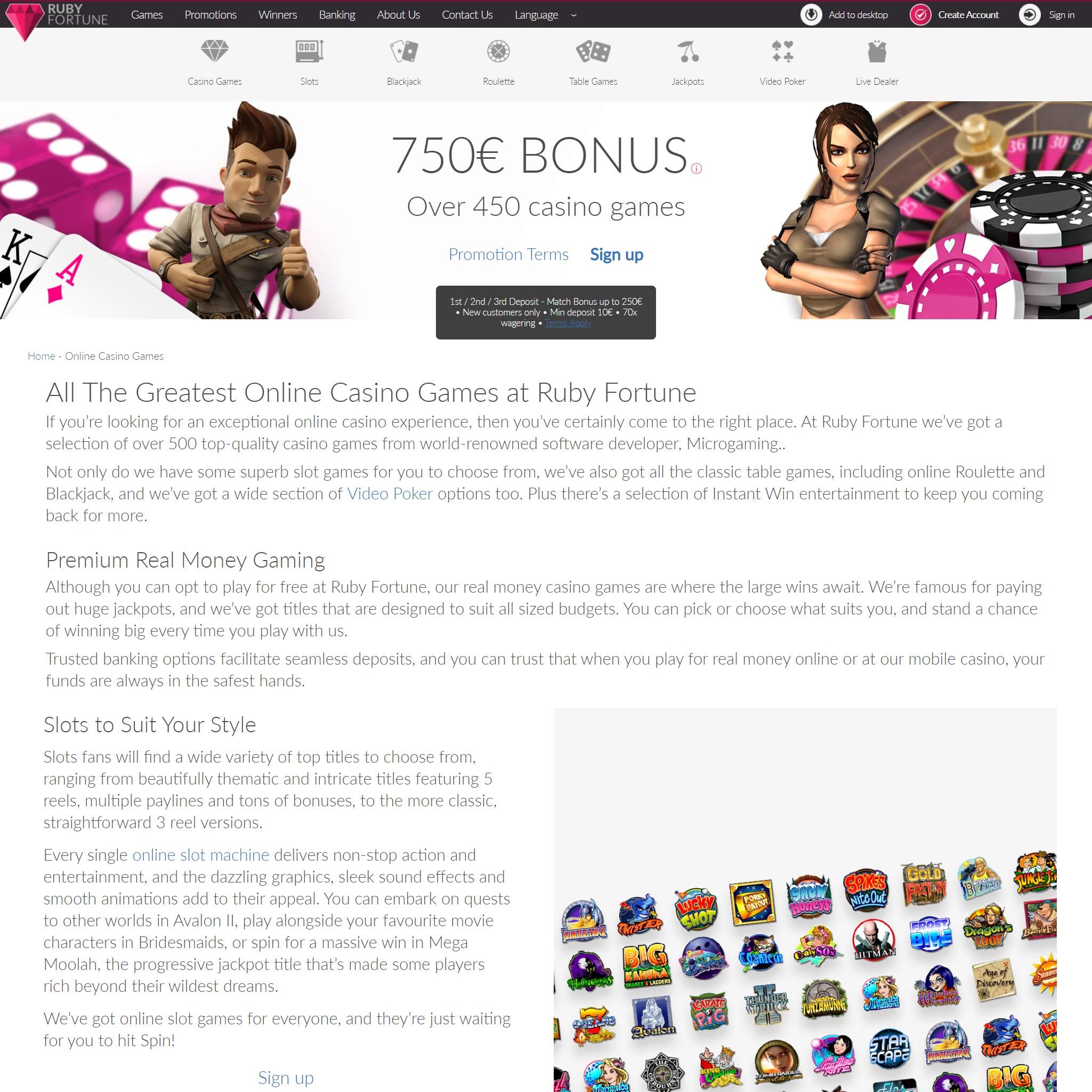 Ruby Fortune Casino game catalogue