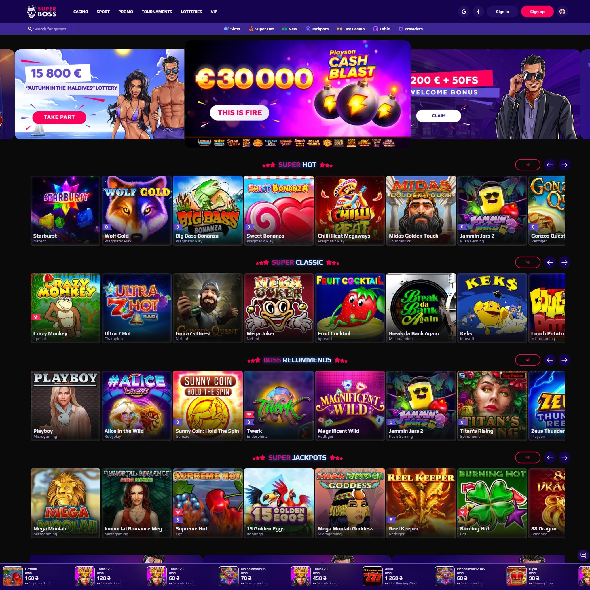 Suomalaiset nettikasinot tarjoavat monia hyötyjä pelaajille. SuperBoss Casino on suosittelemamme nettikasino, jolle voit lunastaa bonuksia ja muita etuja.