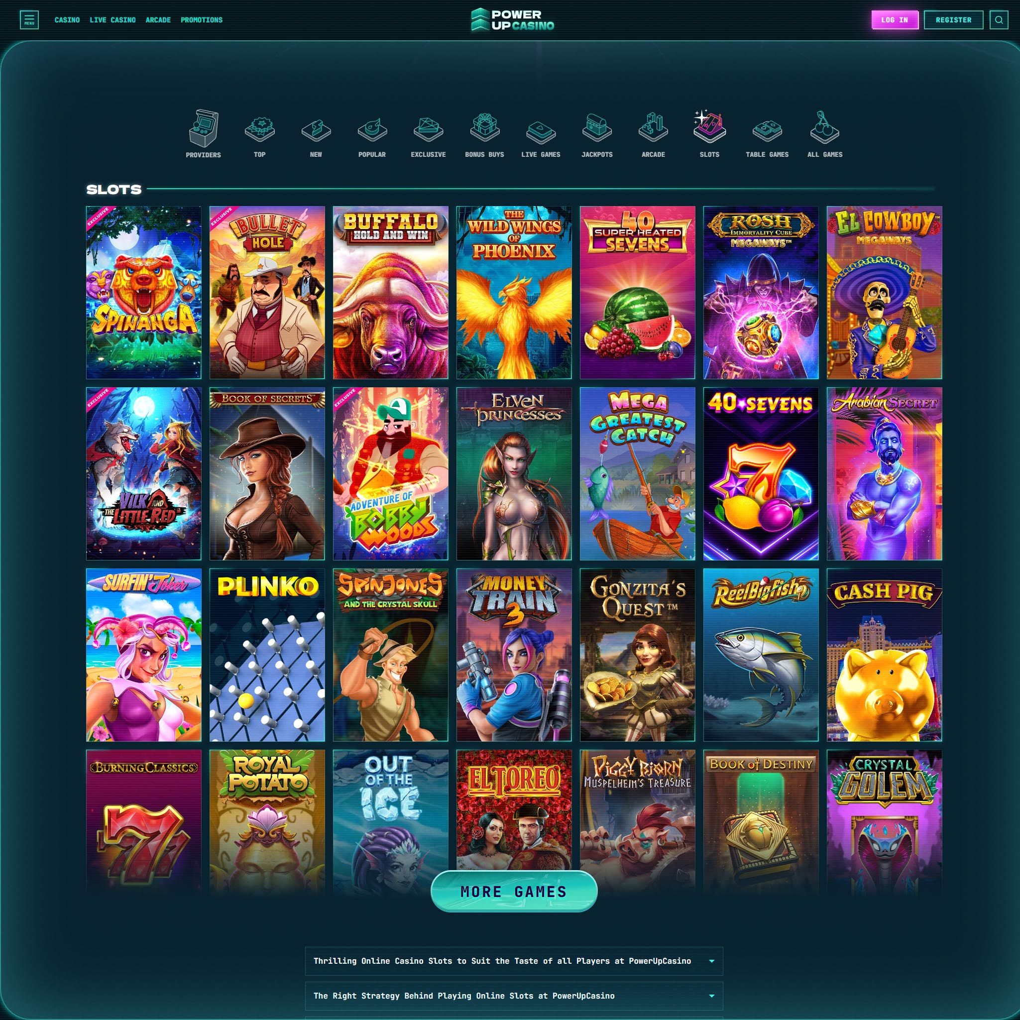 PowerUp Casino full games catalogue