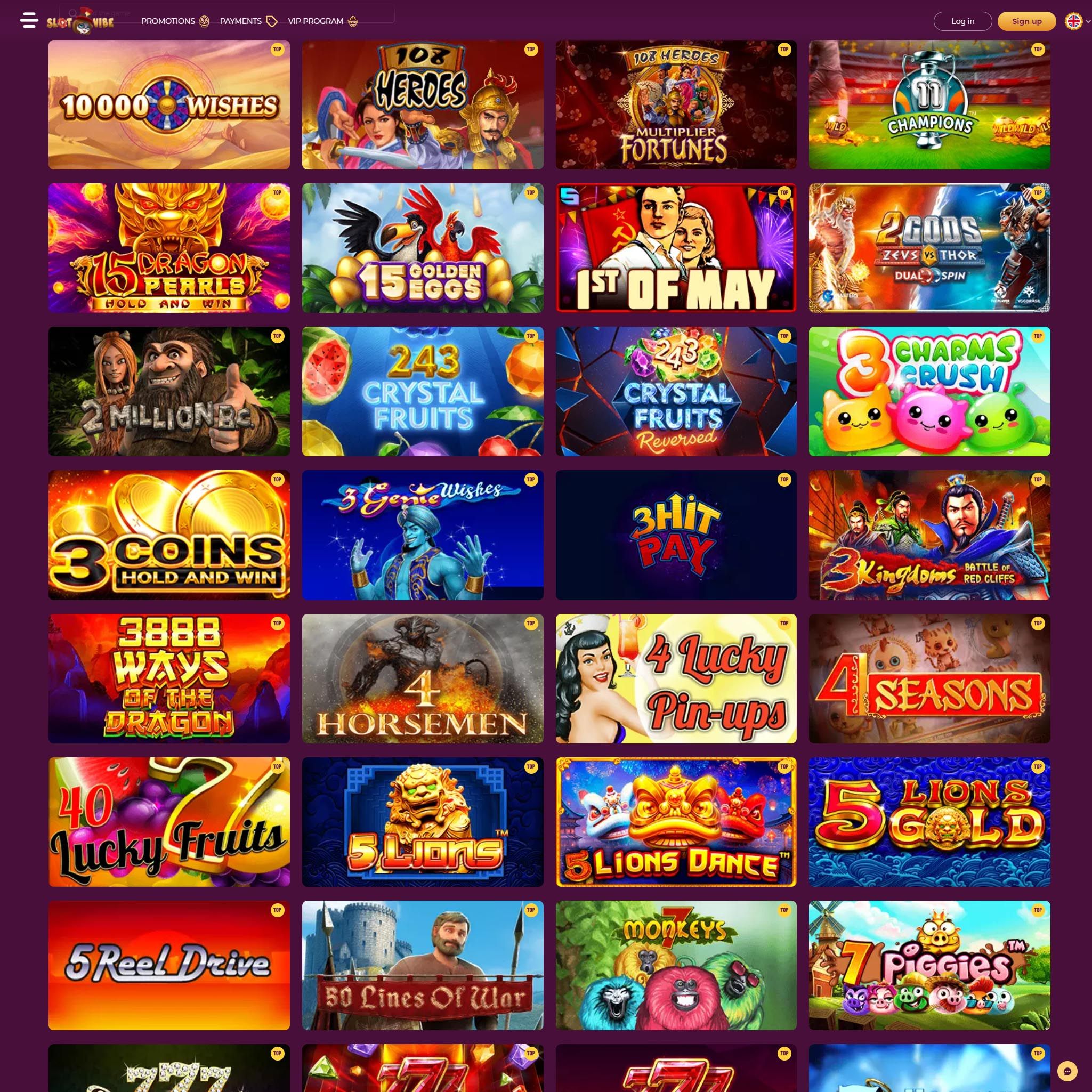 SlotVibe Casino full games catalogue