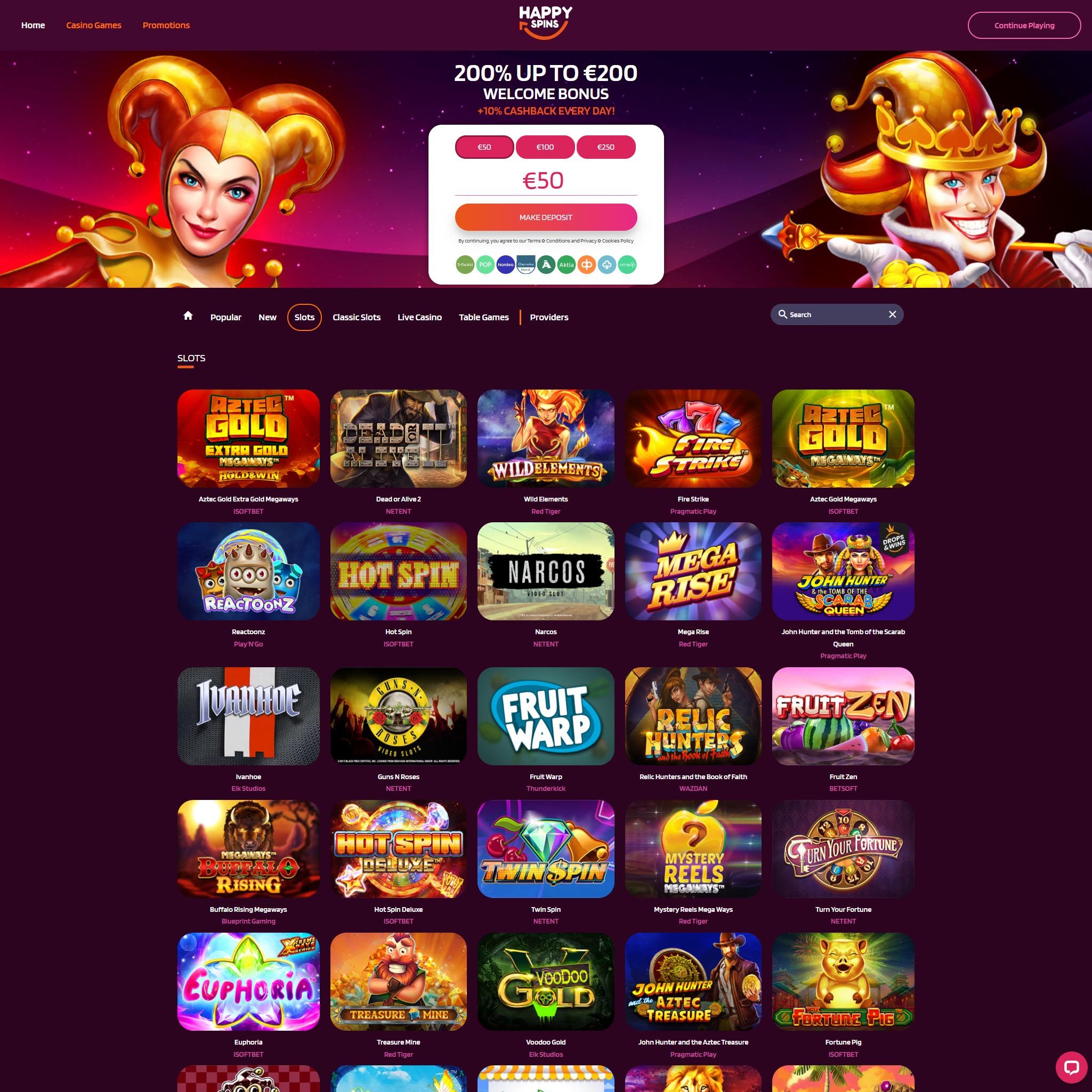 Leia HappySpins Casino slotimängud ja muud kasiinomängud meie põhjalikust kasiino arvustusest
