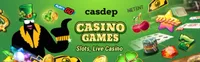 casdep casino offers various casino games like slots, live casino games like blackjack, baccarat and roulette-logo
