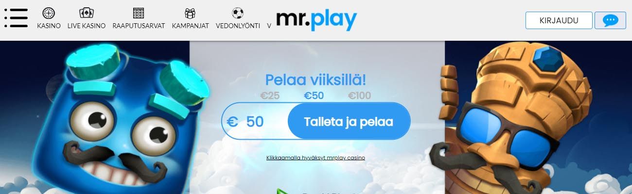 mr play etusivu on suomenkielinen kasino jonka aula tarjoaa kasinopelejä, live-kasinon ja bonuksia
