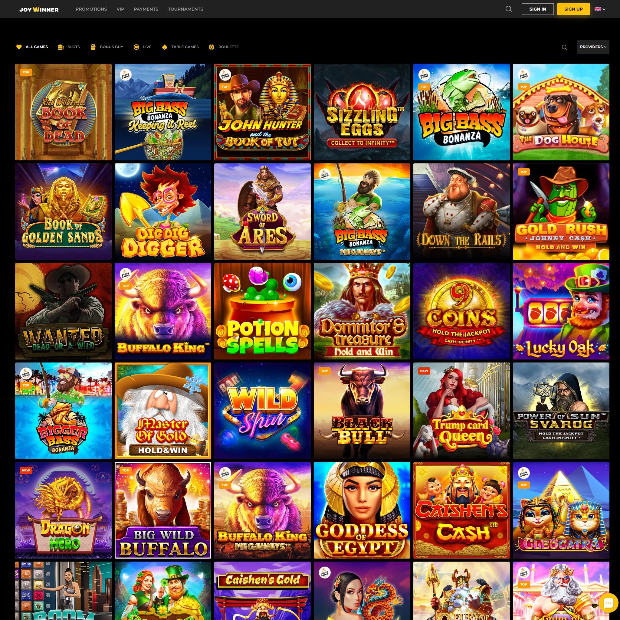 Joywinner Casino full games catalogue