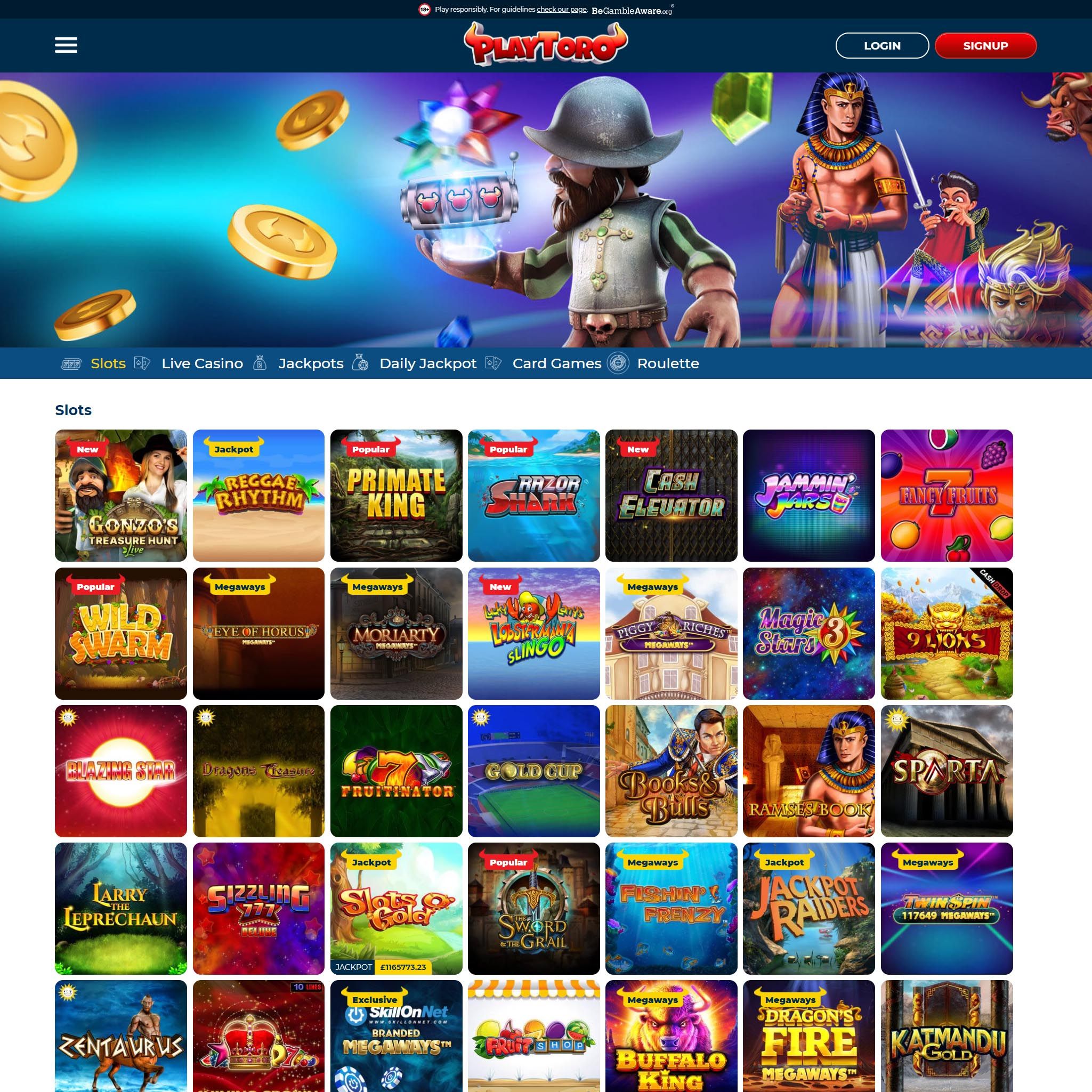 PlayToro Casino game catalogue