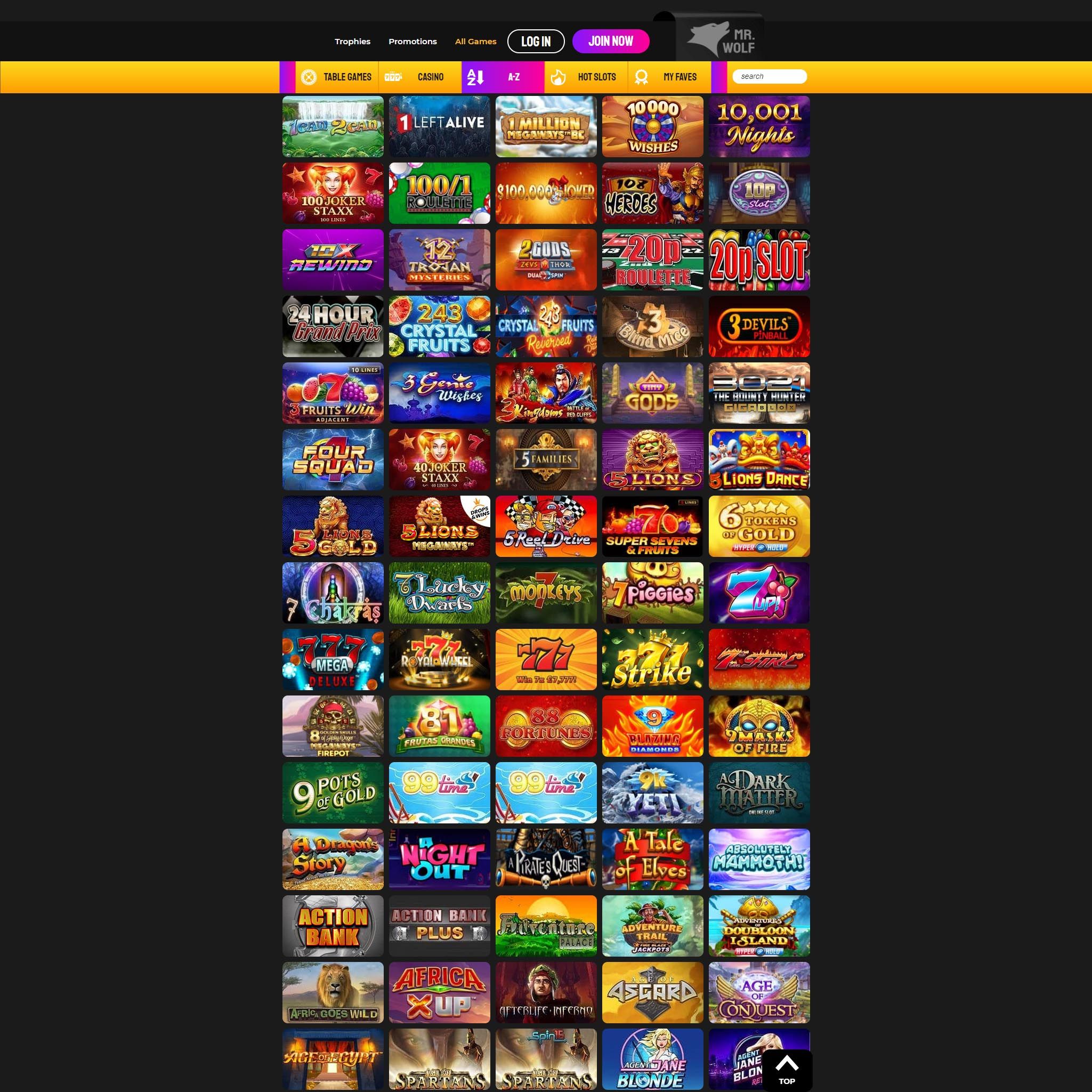 Mr Wolf Slots game catalogue